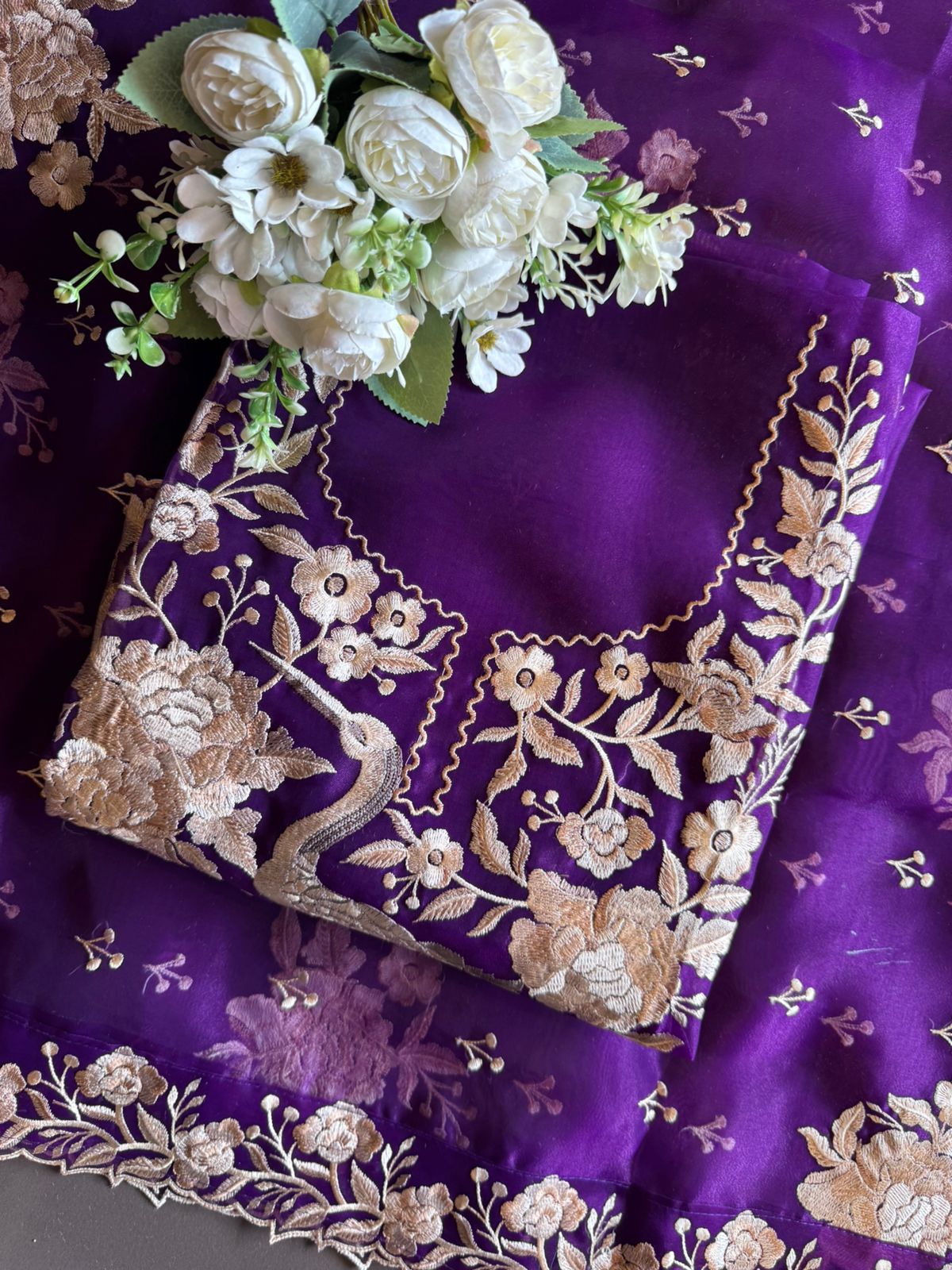 Sheer Tissue with Beautiful Resham thread embroidery