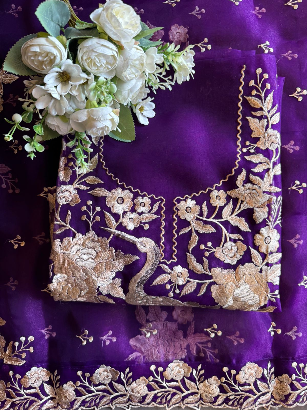 Sheer Tissue with Beautiful Resham thread embroidery