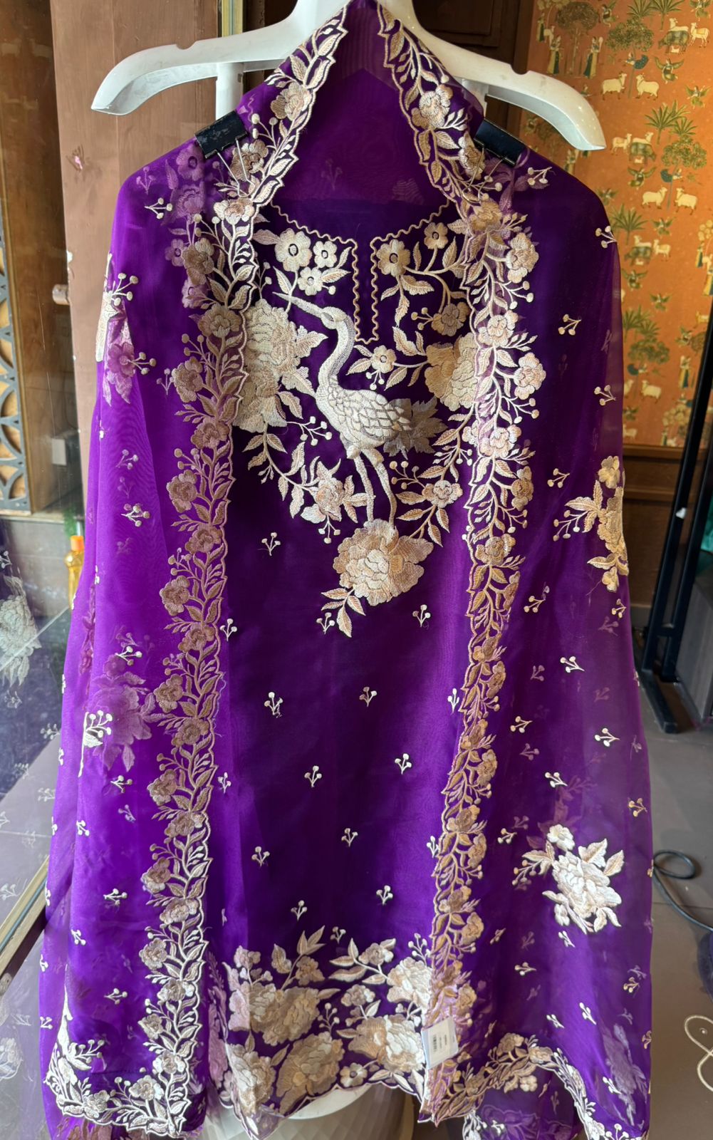 Sheer Tissue with Beautiful Resham thread embroidery