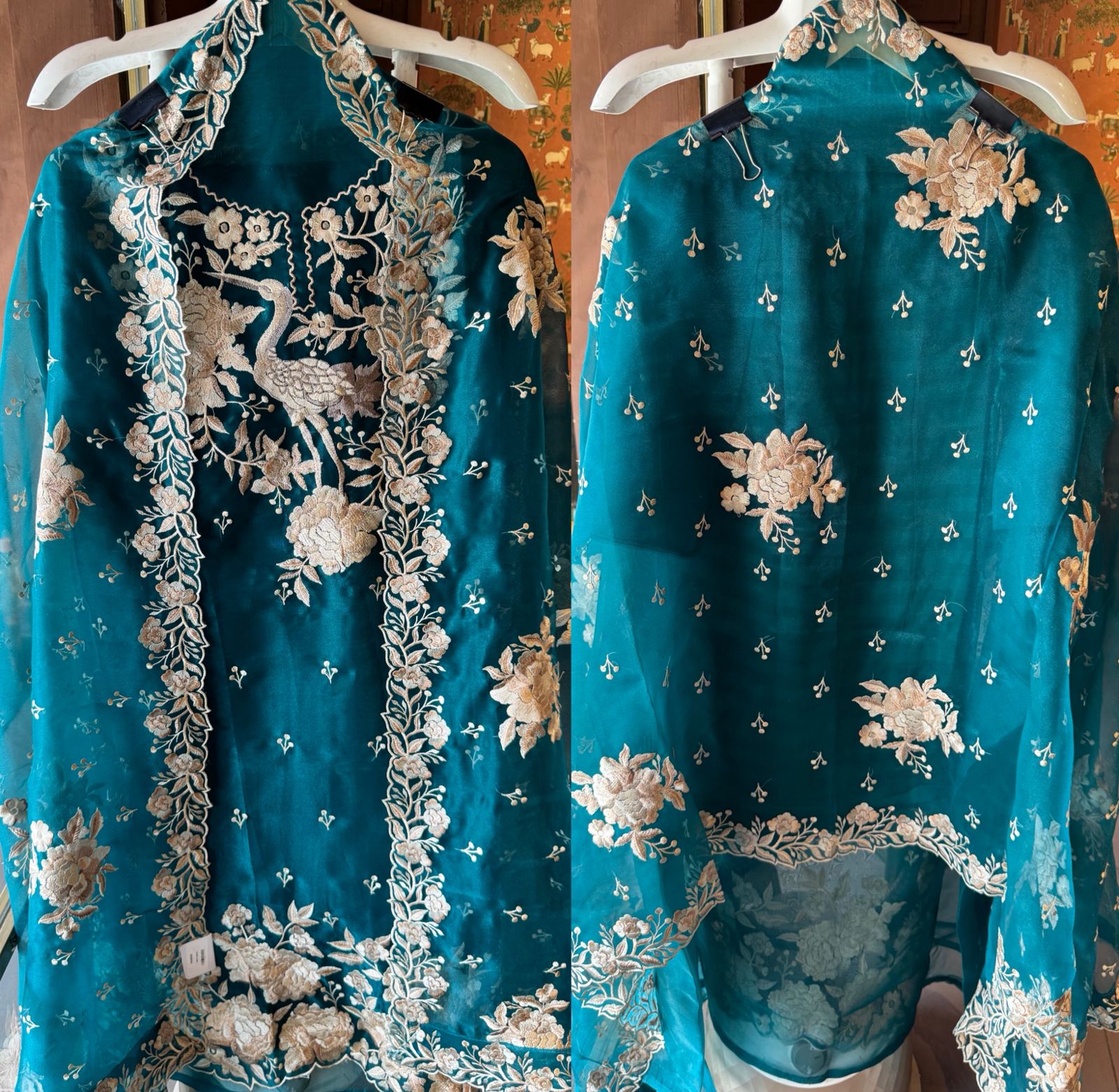 Sheer Tissue with Beautiful Resham thread embroidery