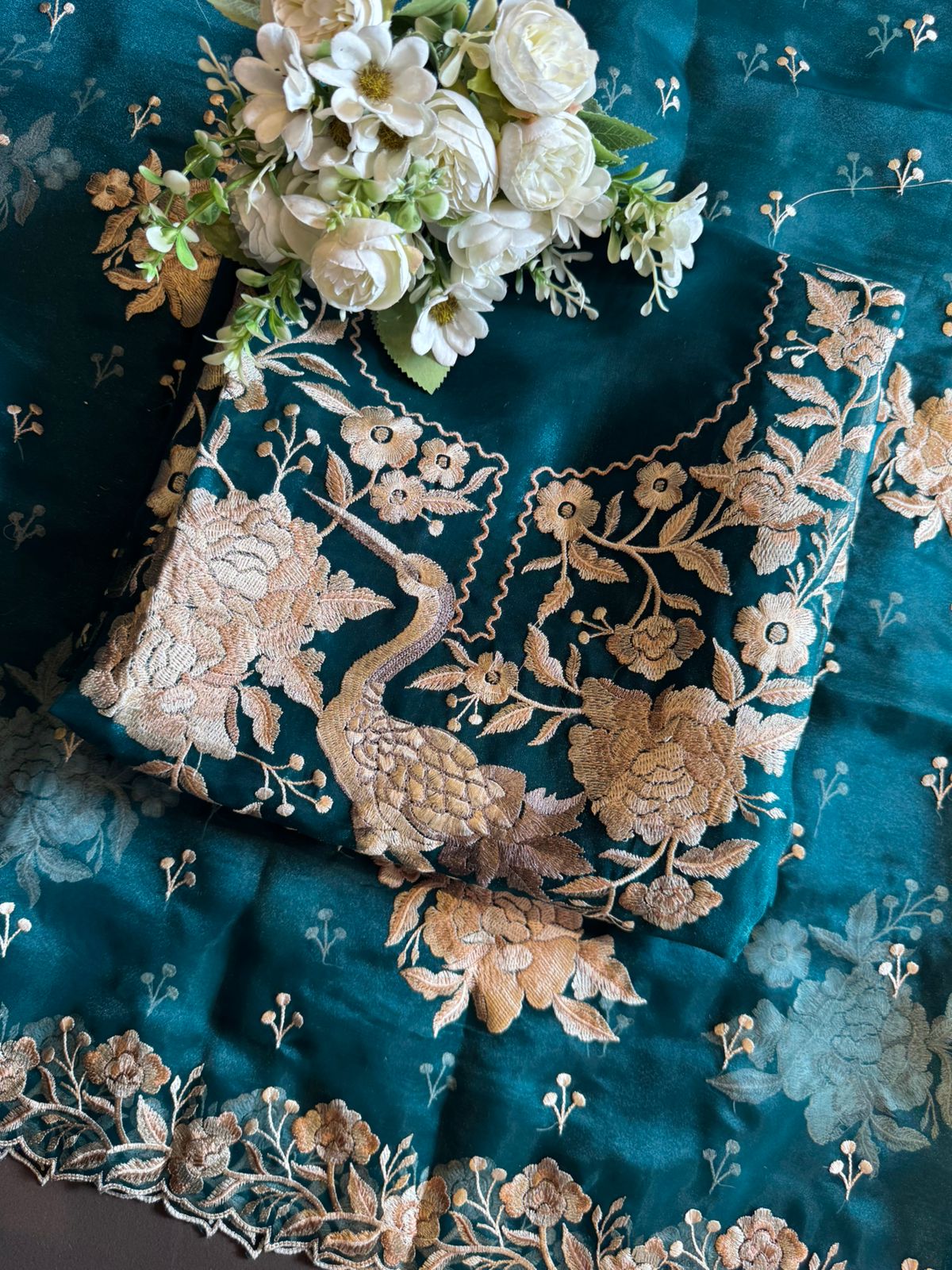 Sheer Tissue with Beautiful Resham thread embroidery