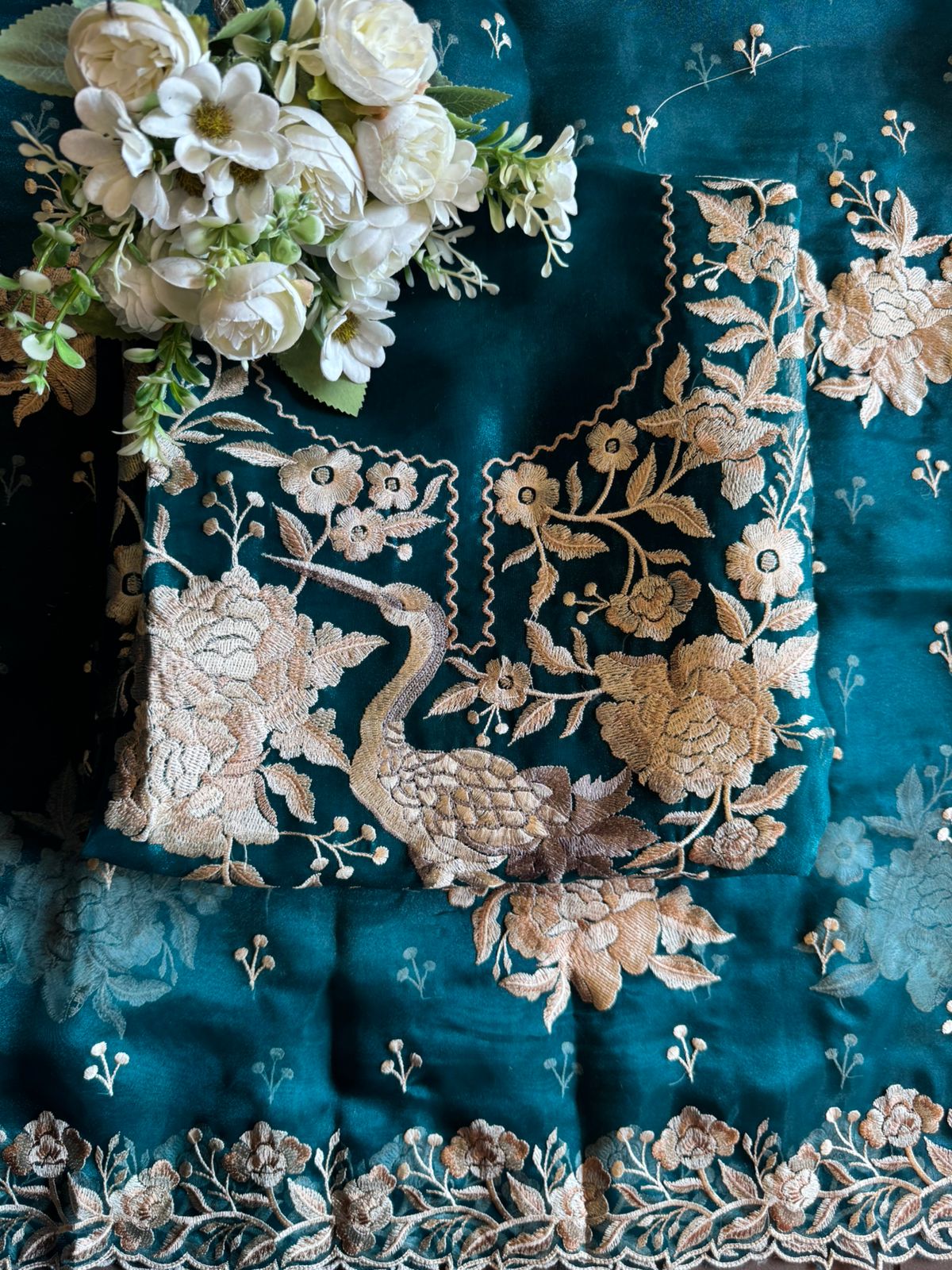 Sheer Tissue with Beautiful Resham thread embroidery