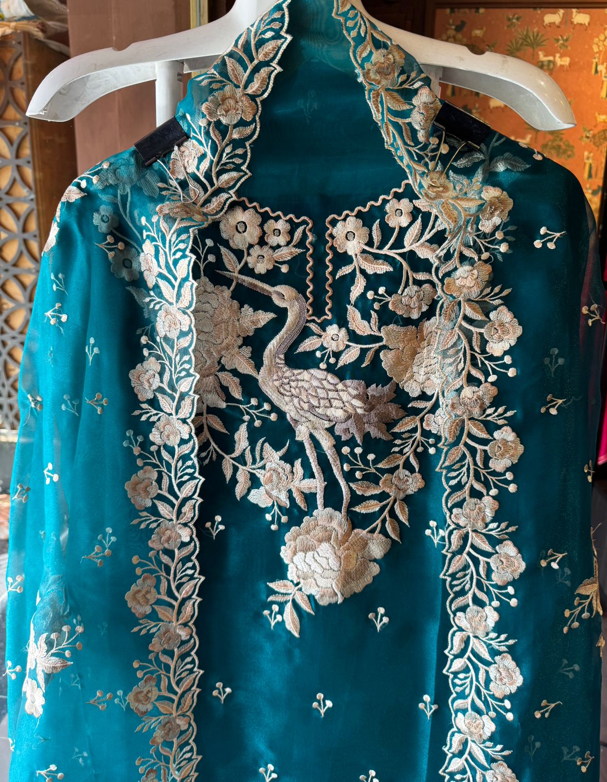 Sheer Tissue with Beautiful Resham thread embroidery