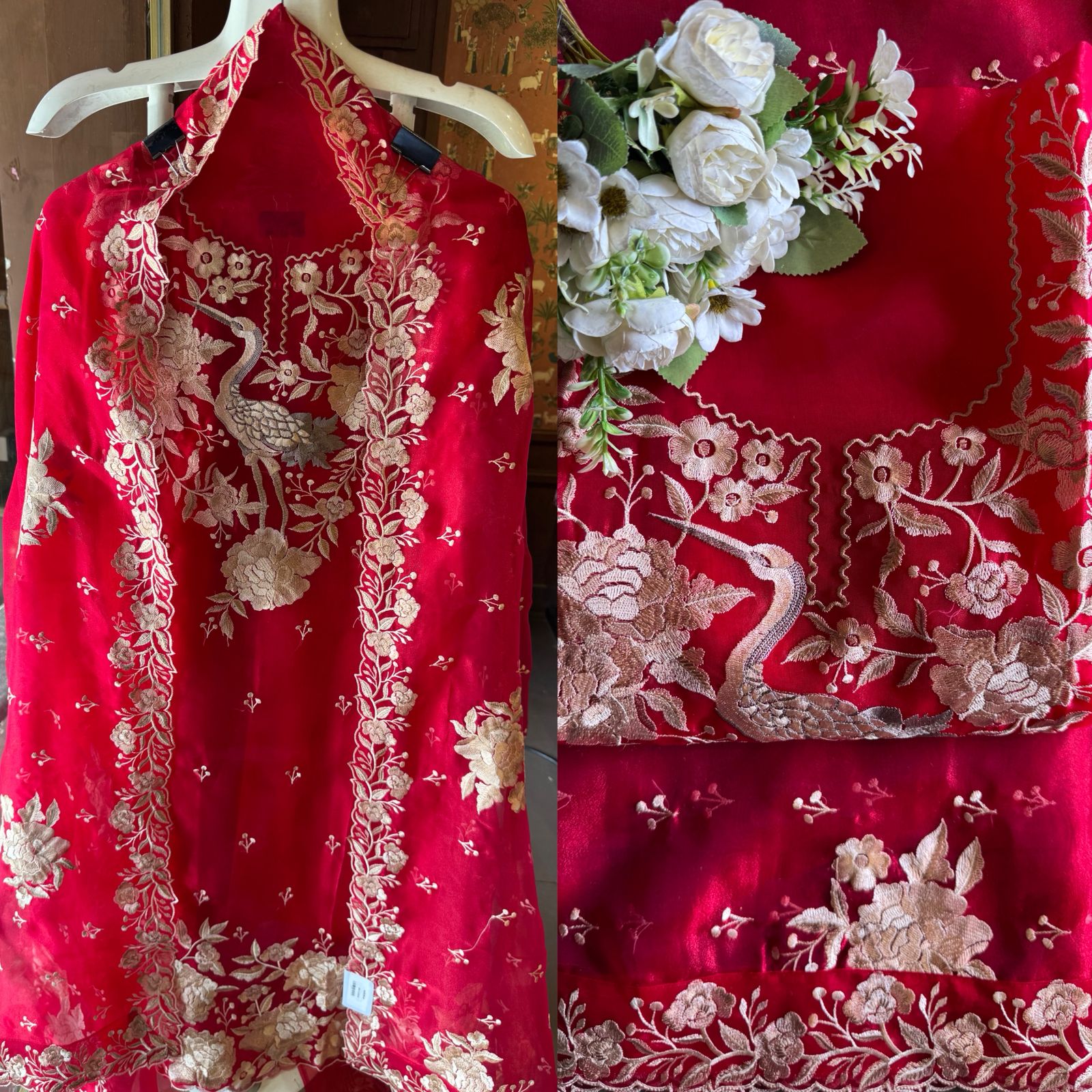 Sheer Tissue with Beautiful Resham thread embroidery