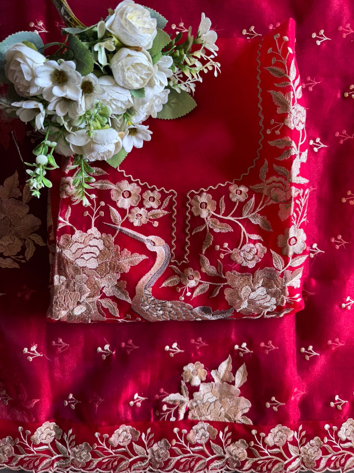 Sheer Tissue with Beautiful Resham thread embroidery