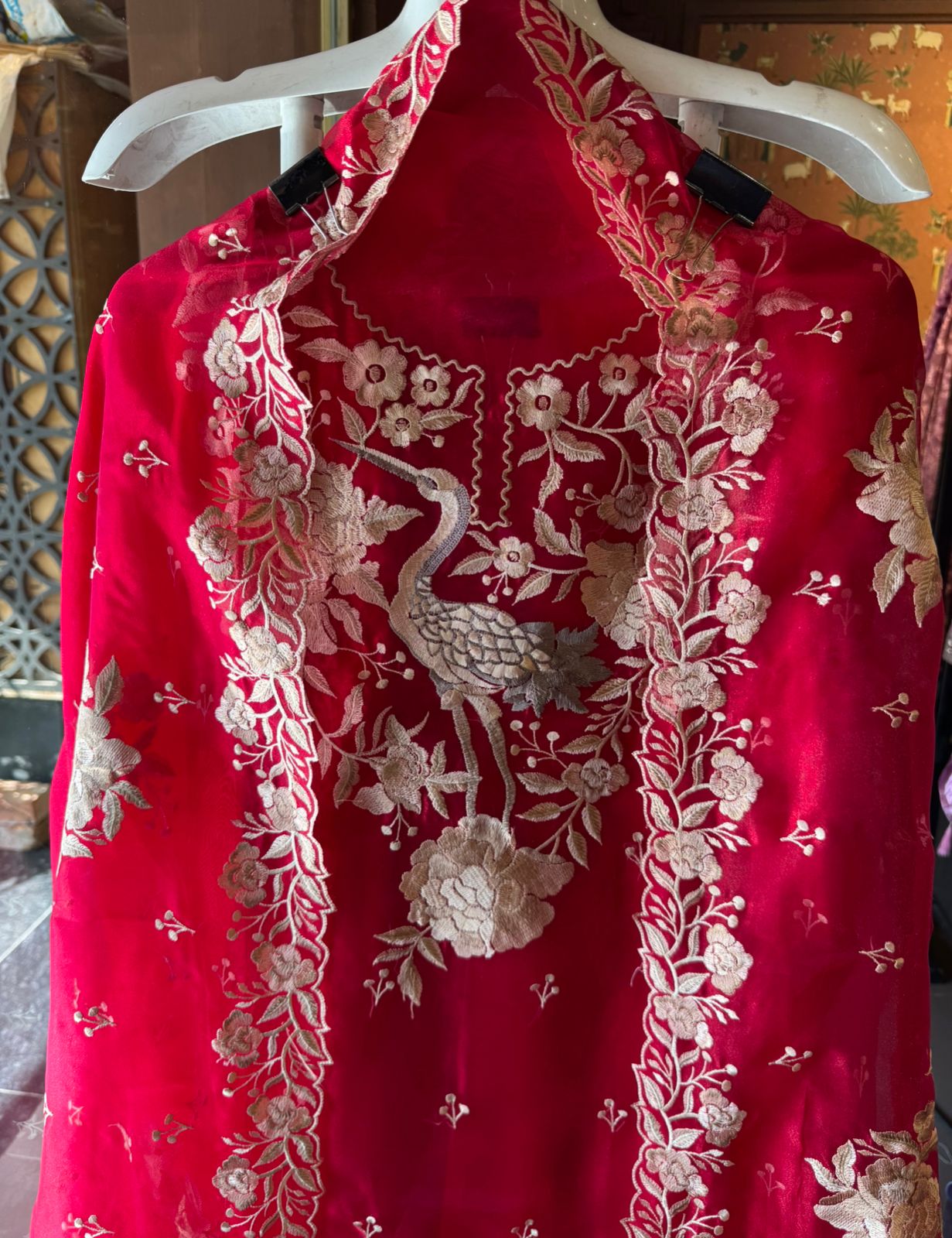 Sheer Tissue with Beautiful Resham thread embroidery