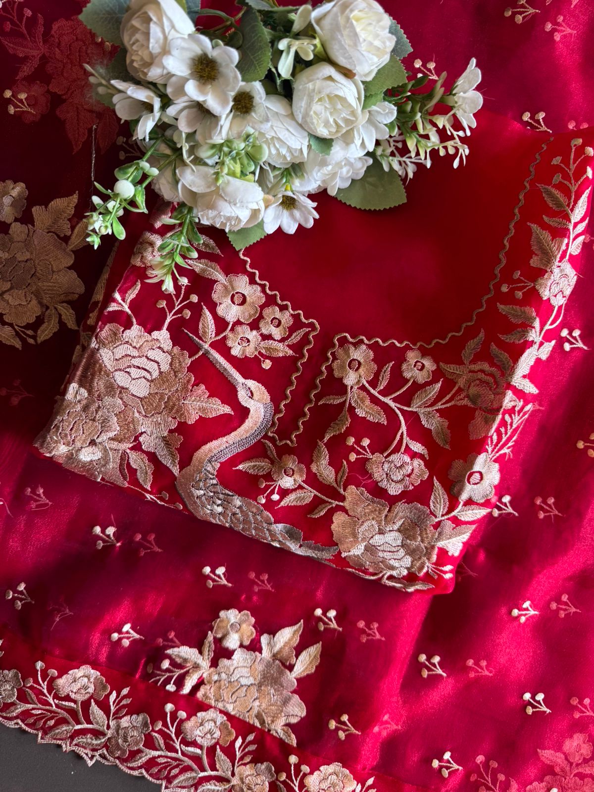 Sheer Tissue with Beautiful Resham thread embroidery