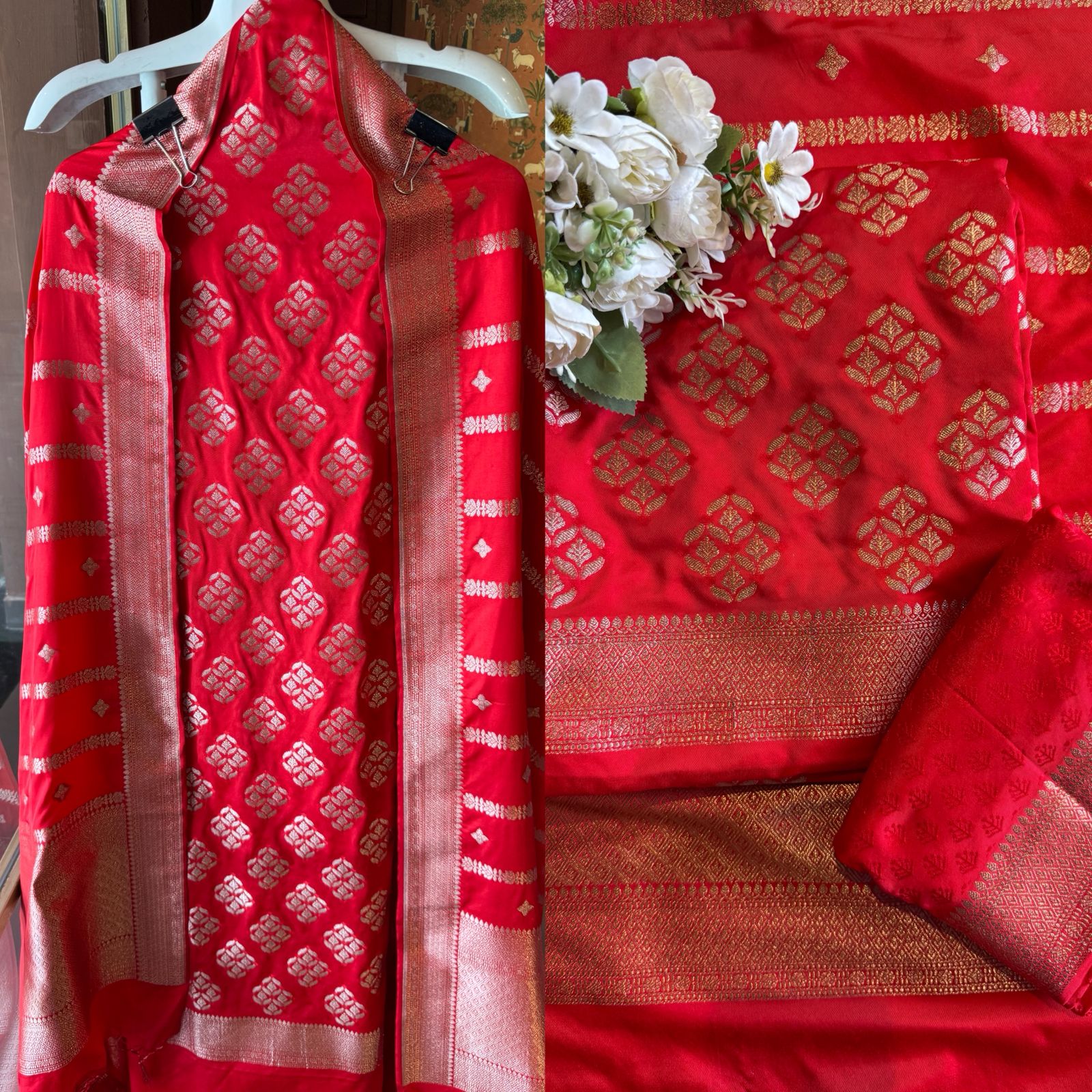 Butidar Banarsi silk Unstitched Suits