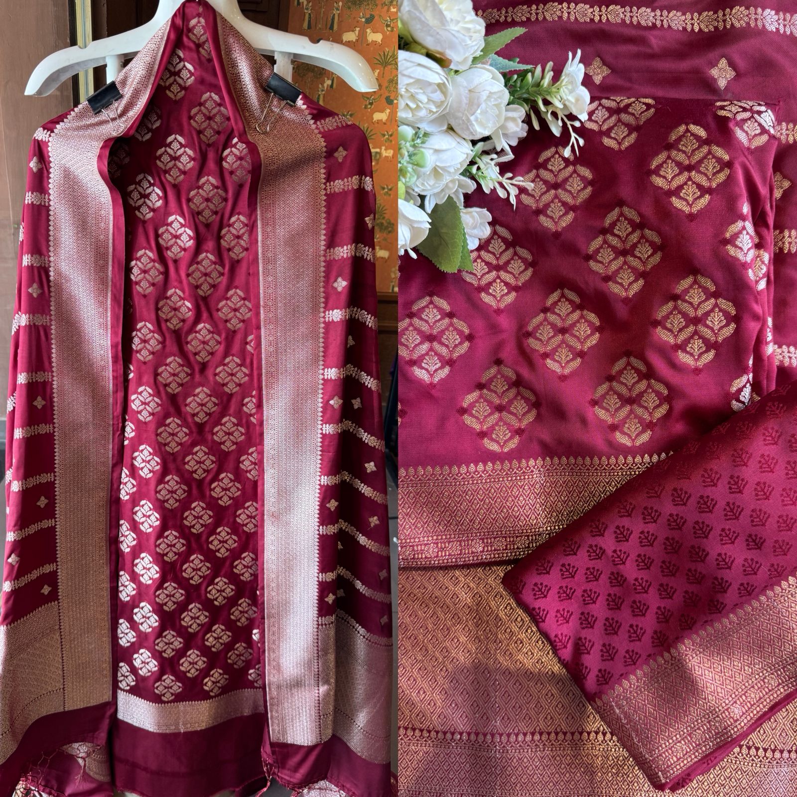 Butidar Banarsi silk Unstitched Suits
