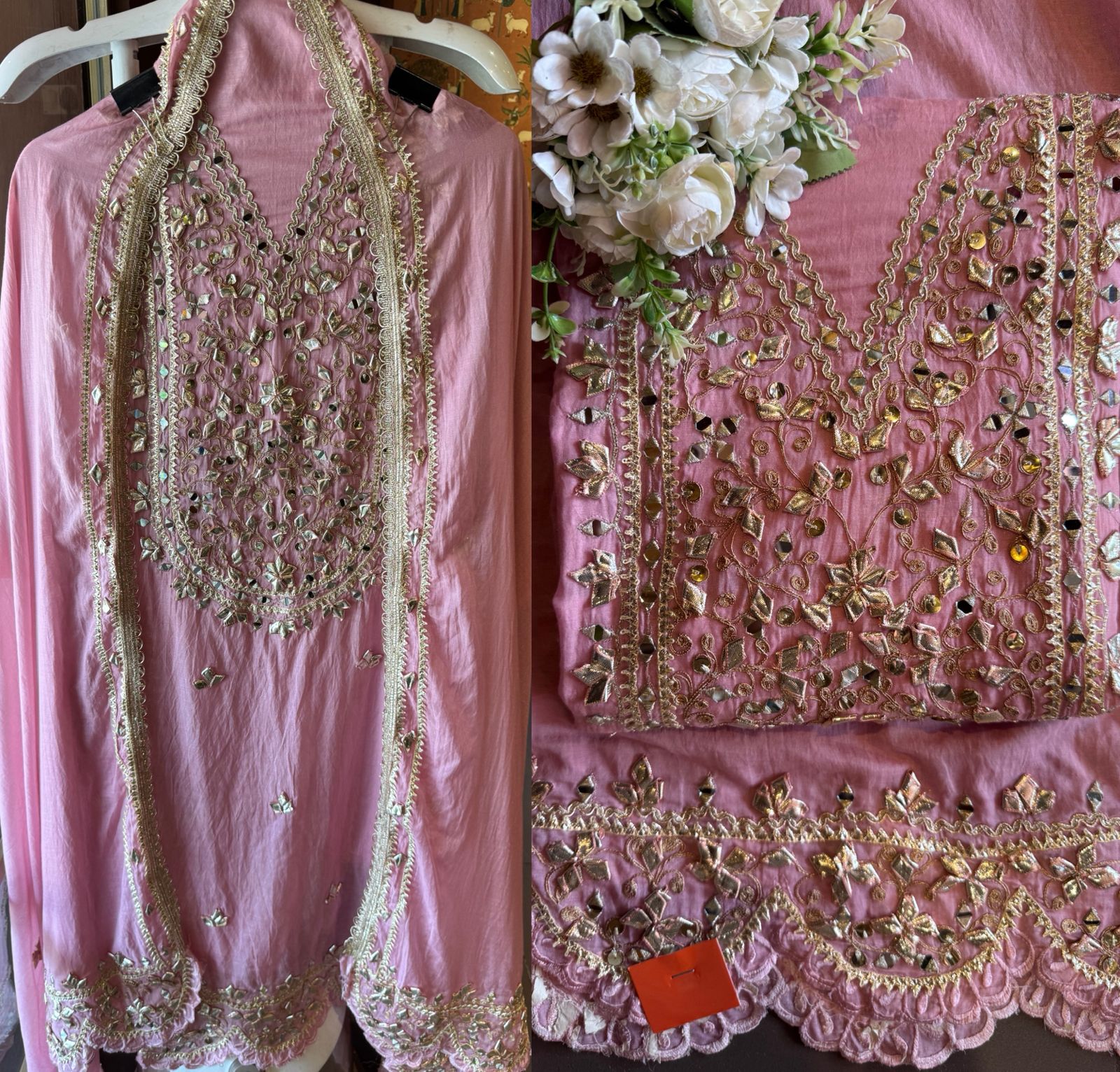 Unstitched Mul cotton chanderi shirt