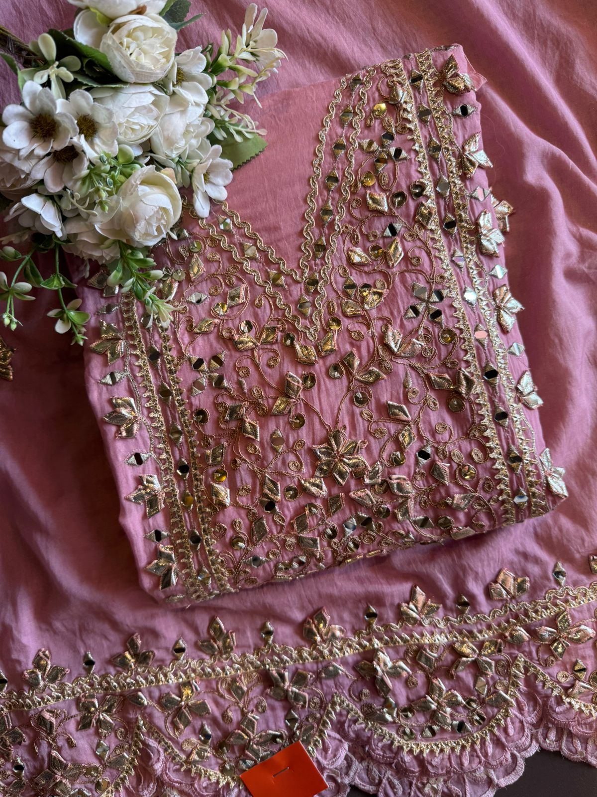 Unstitched Mul cotton chanderi shirt