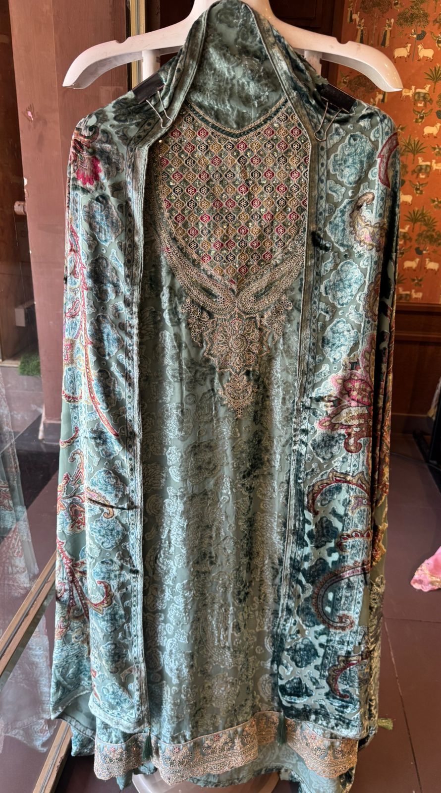 Pure viscose brasso velvet full suit