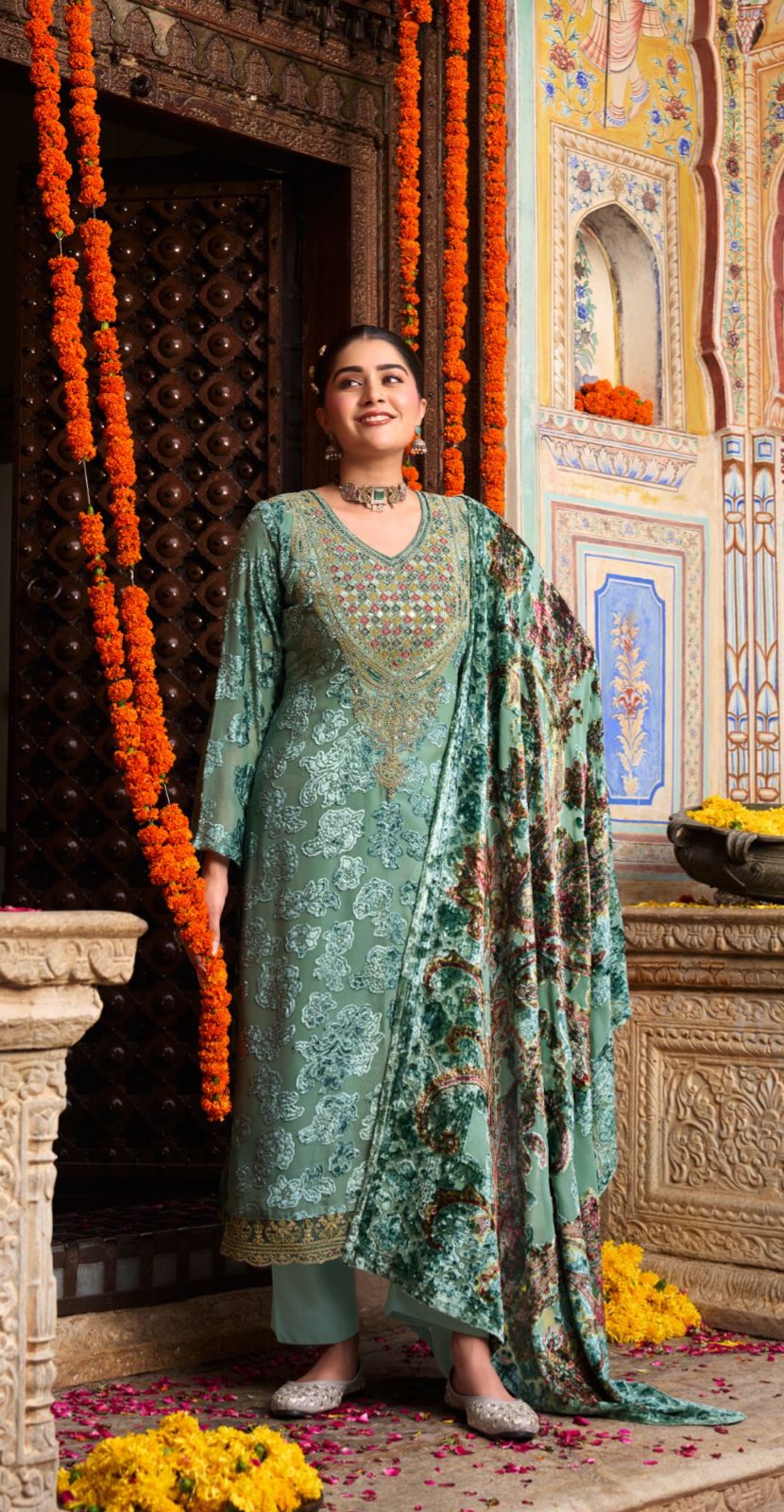 Pure viscose brasso velvet full suit