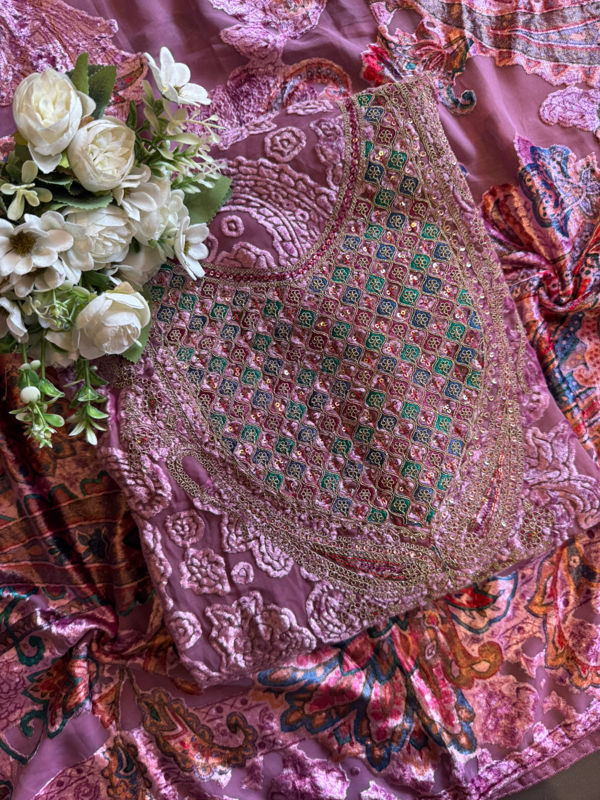 Pure viscose brasso velvet full suit