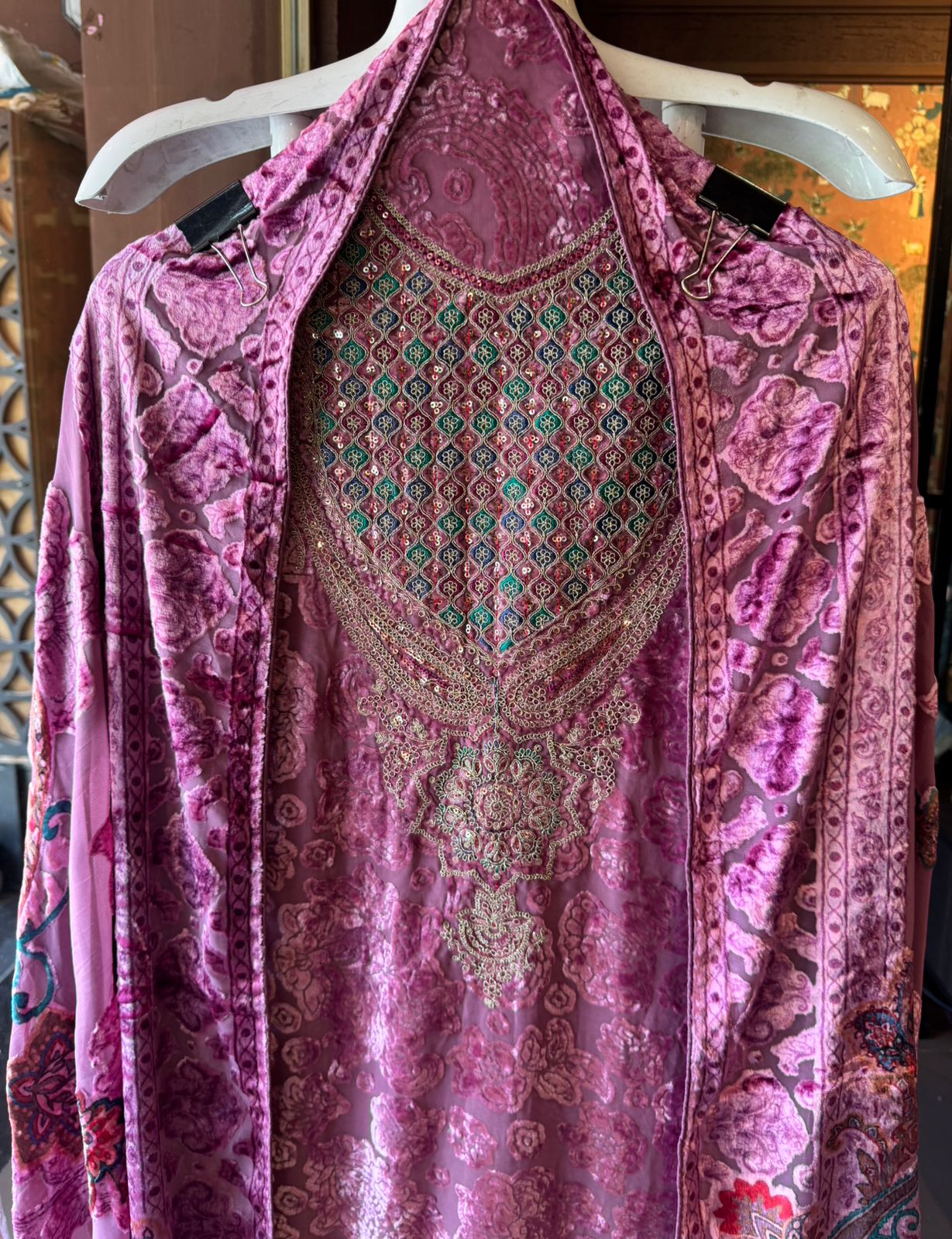 Pure viscose brasso velvet full suit