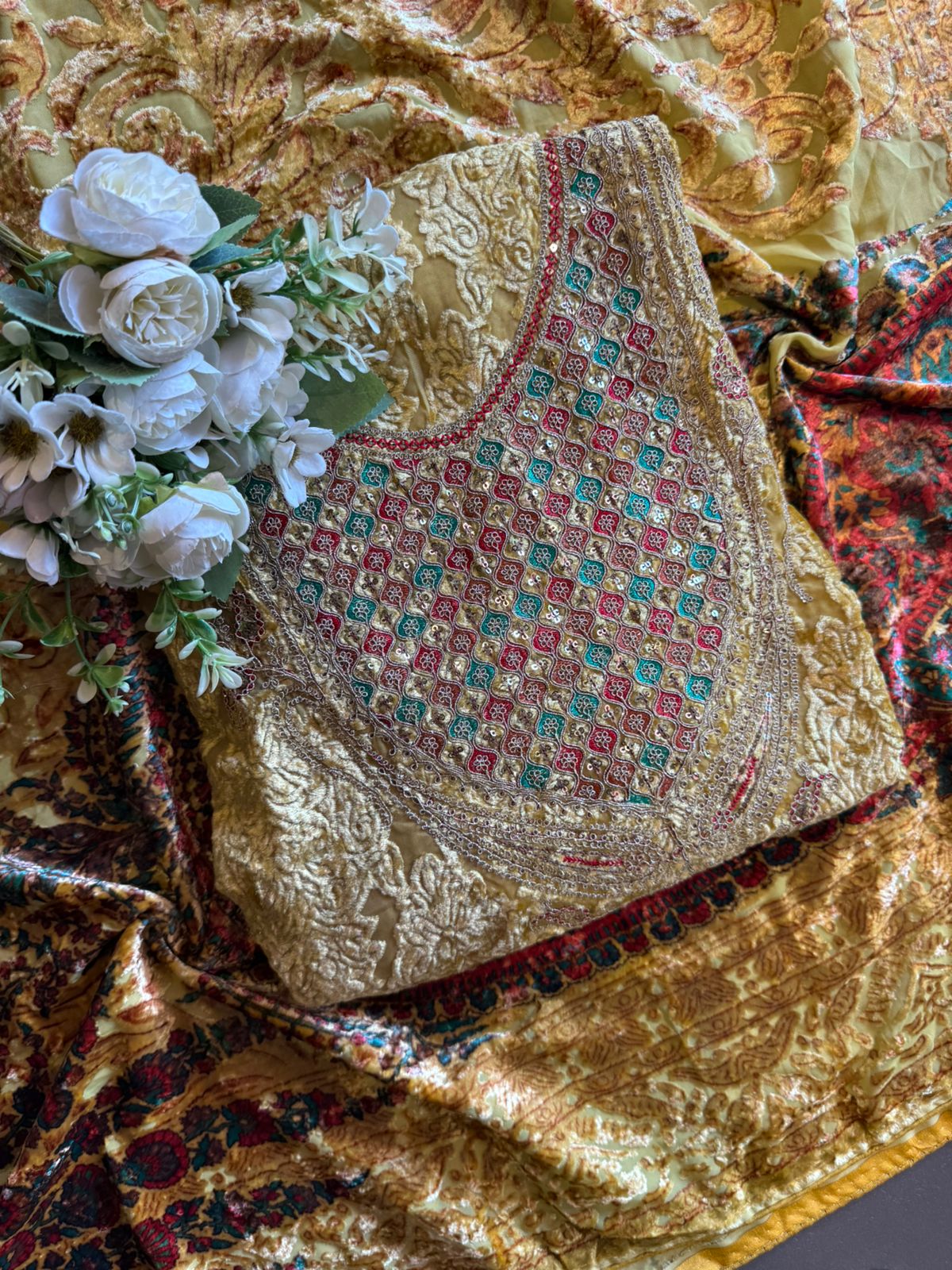 Pure viscose brasso velvet full suit