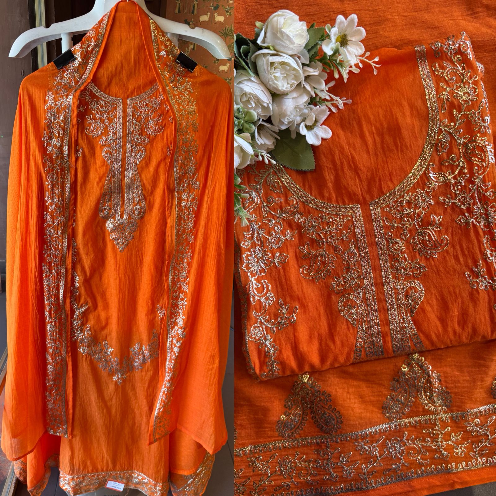 Mul cotton chanderi Unstitched Suits