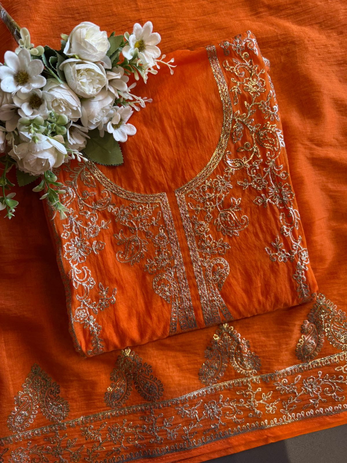 Mul cotton chanderi Unstitched Suits