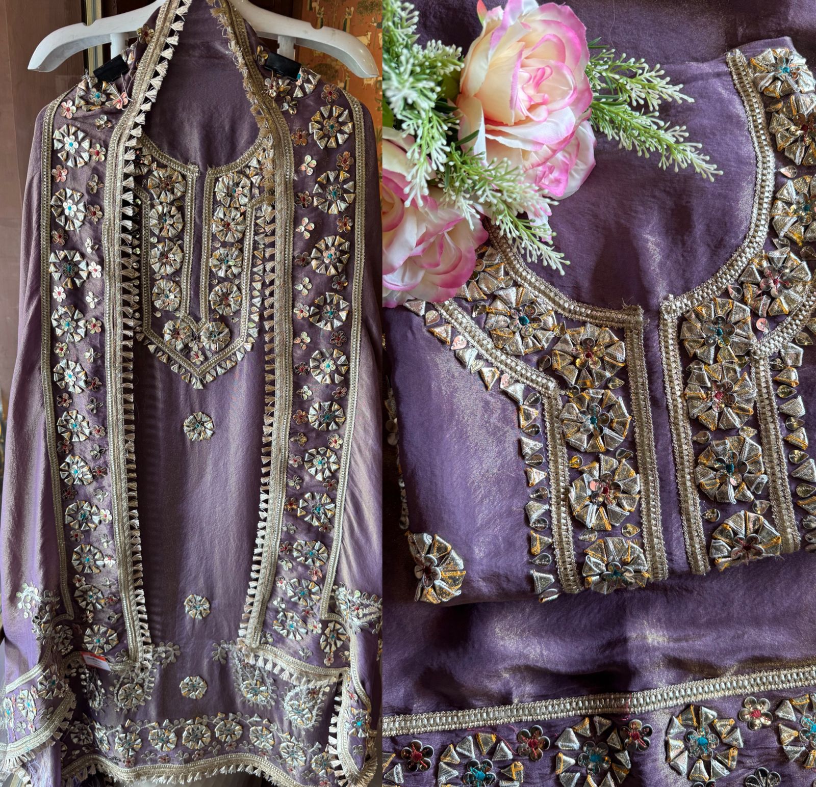 Pure shimmer tissue unstitched suit