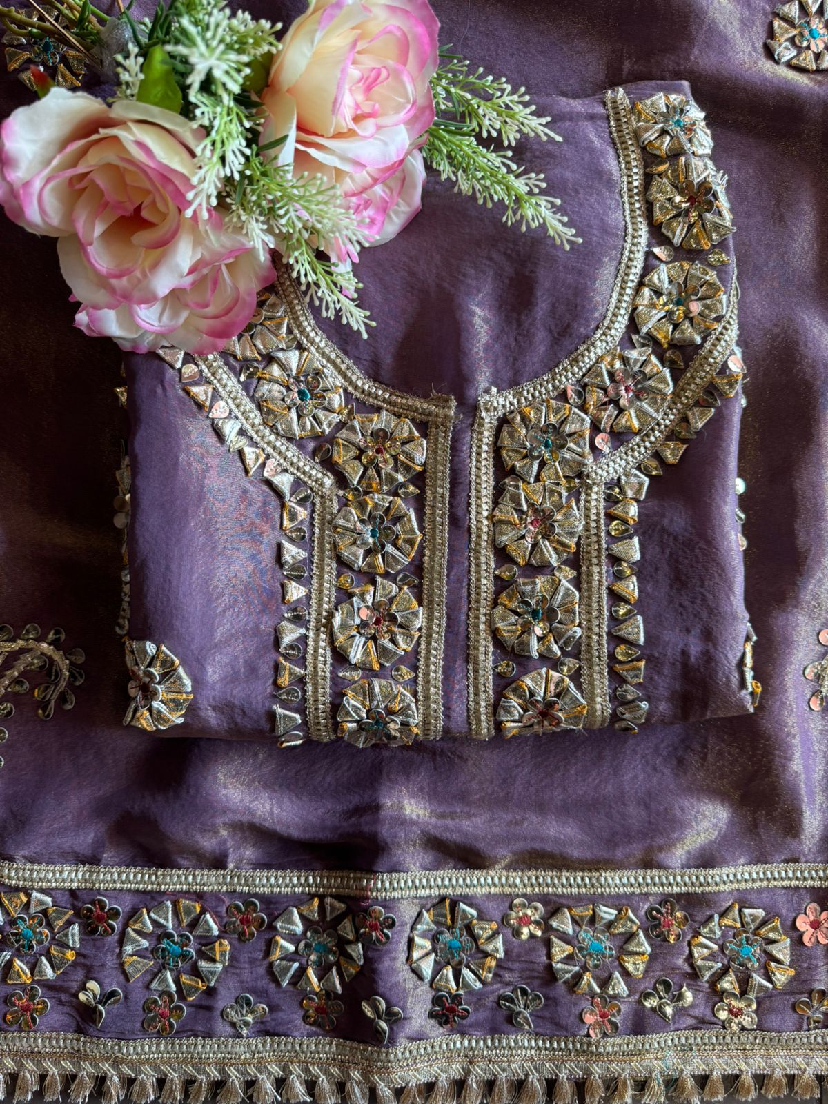 Pure shimmer tissue unstitched suit