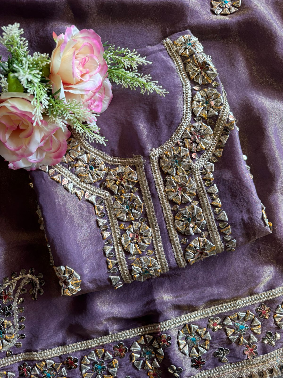 Pure shimmer tissue unstitched suit