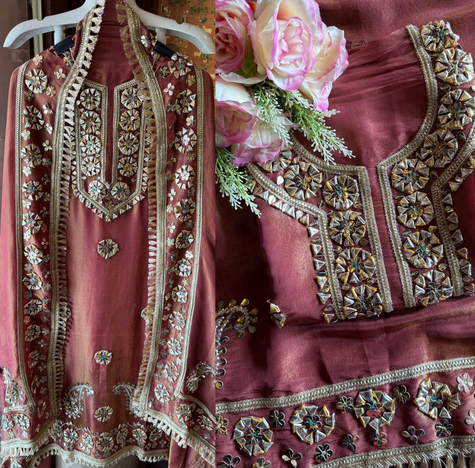 Pure shimmer tissue unstitched suit