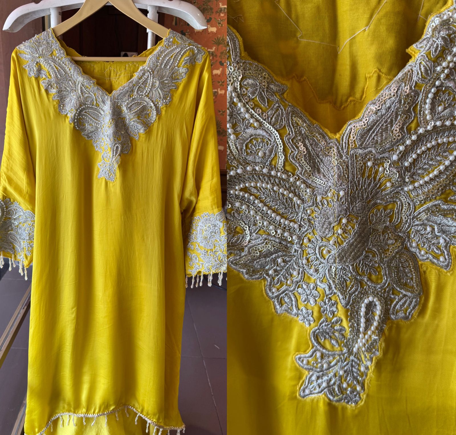 Yellow straight-cut kurta