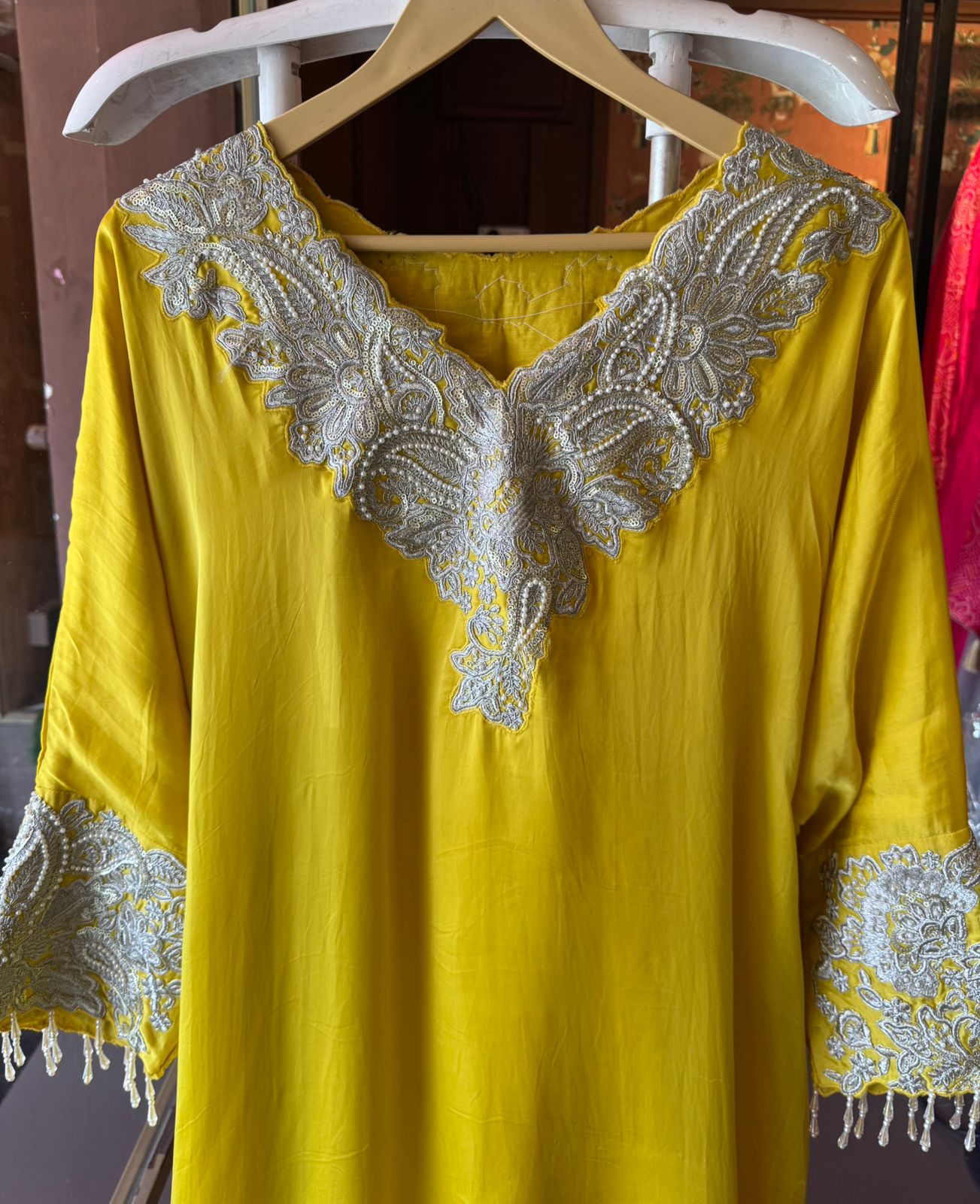 Yellow straight-cut kurta