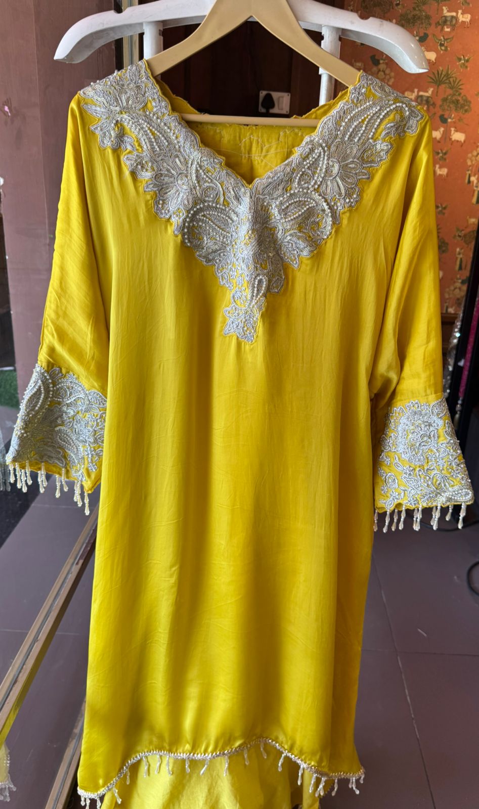 Yellow straight-cut kurta
