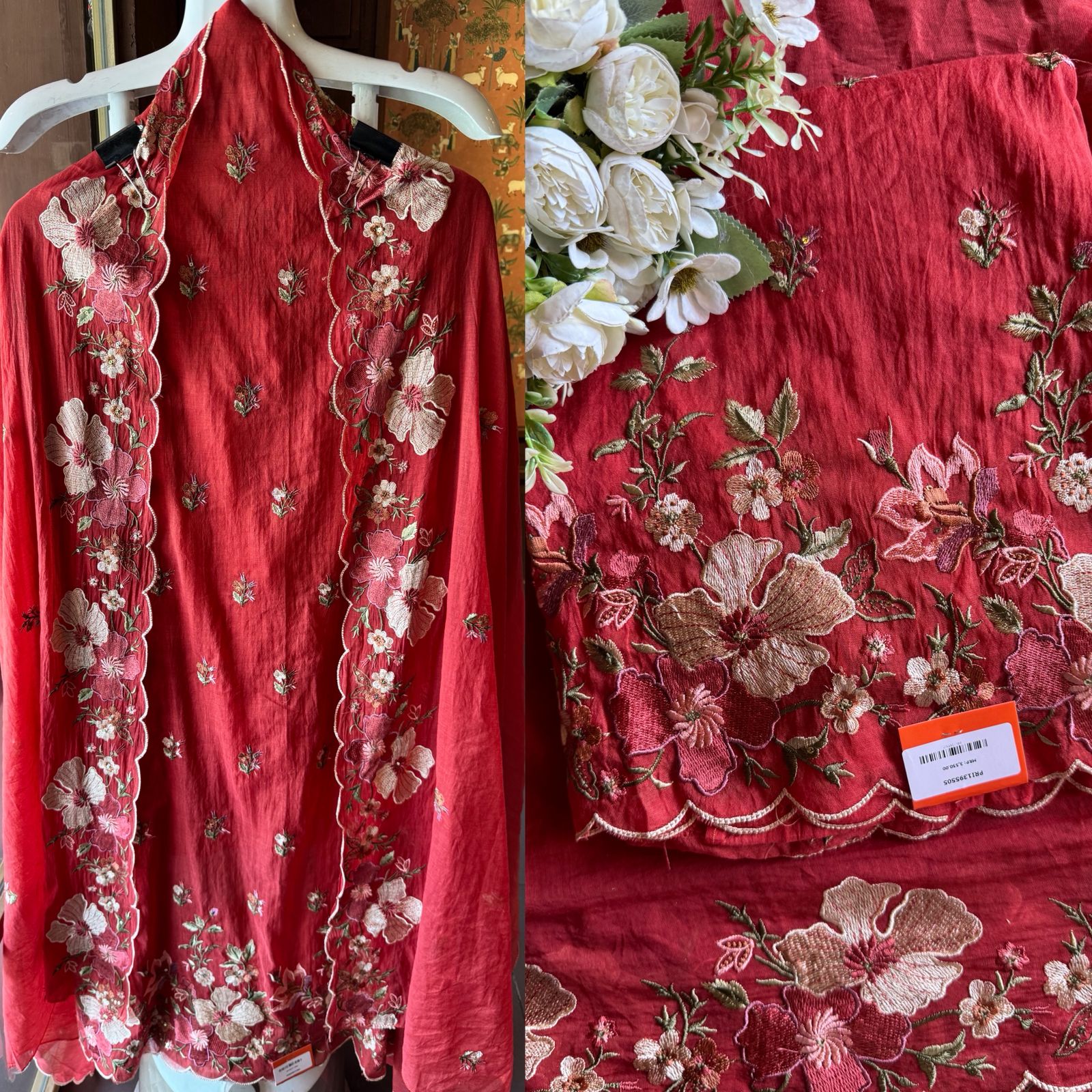 Mul cotton chanderi Unstitched suit