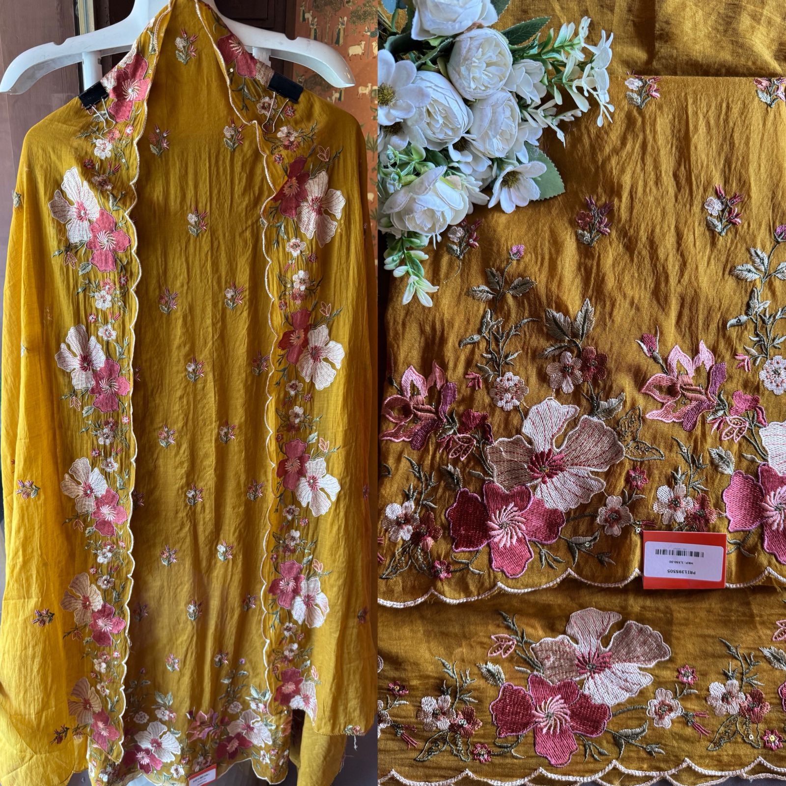 Mul cotton chanderi Unstitched suit