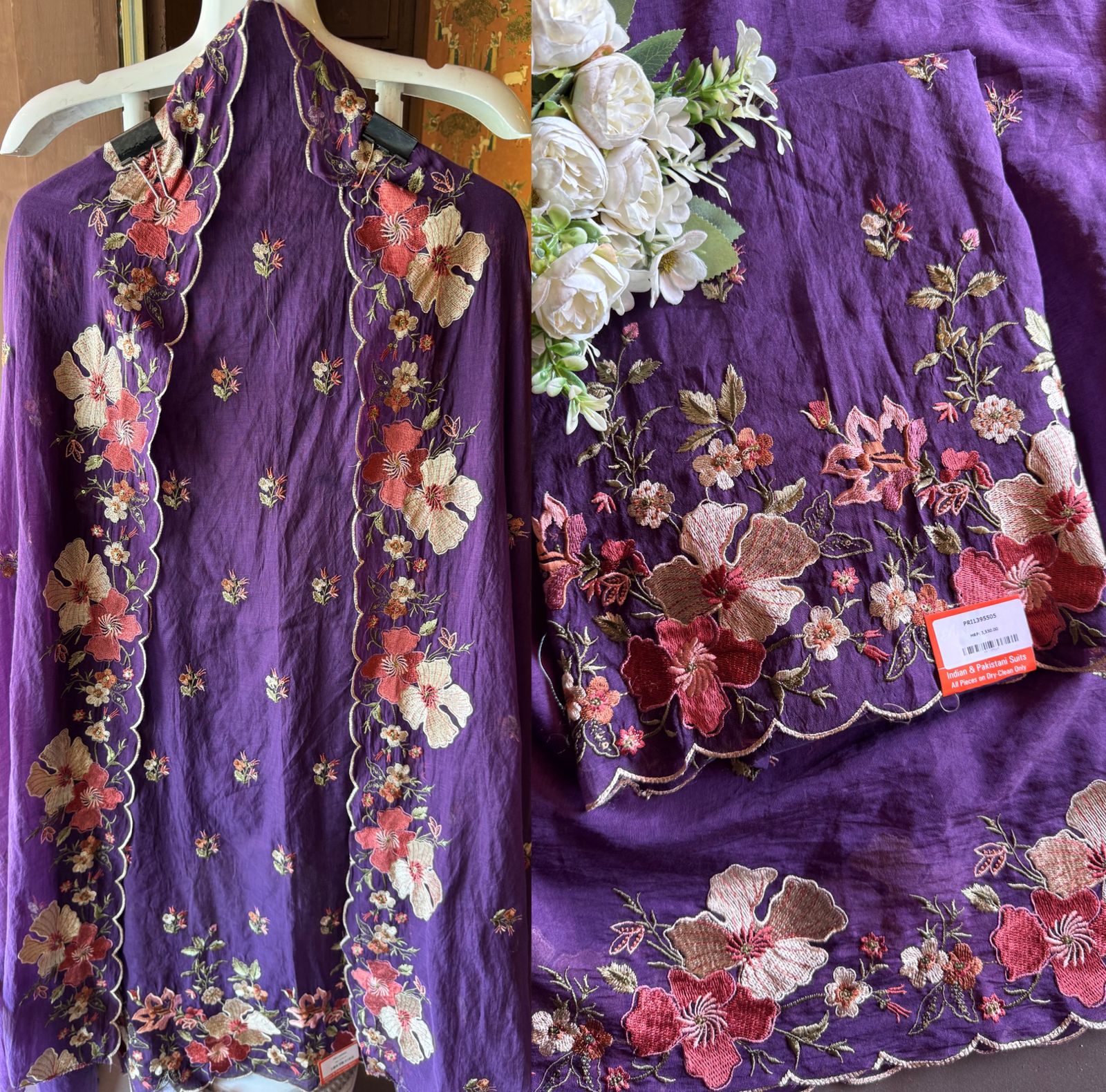 Mul cotton chanderi Unstitched suit