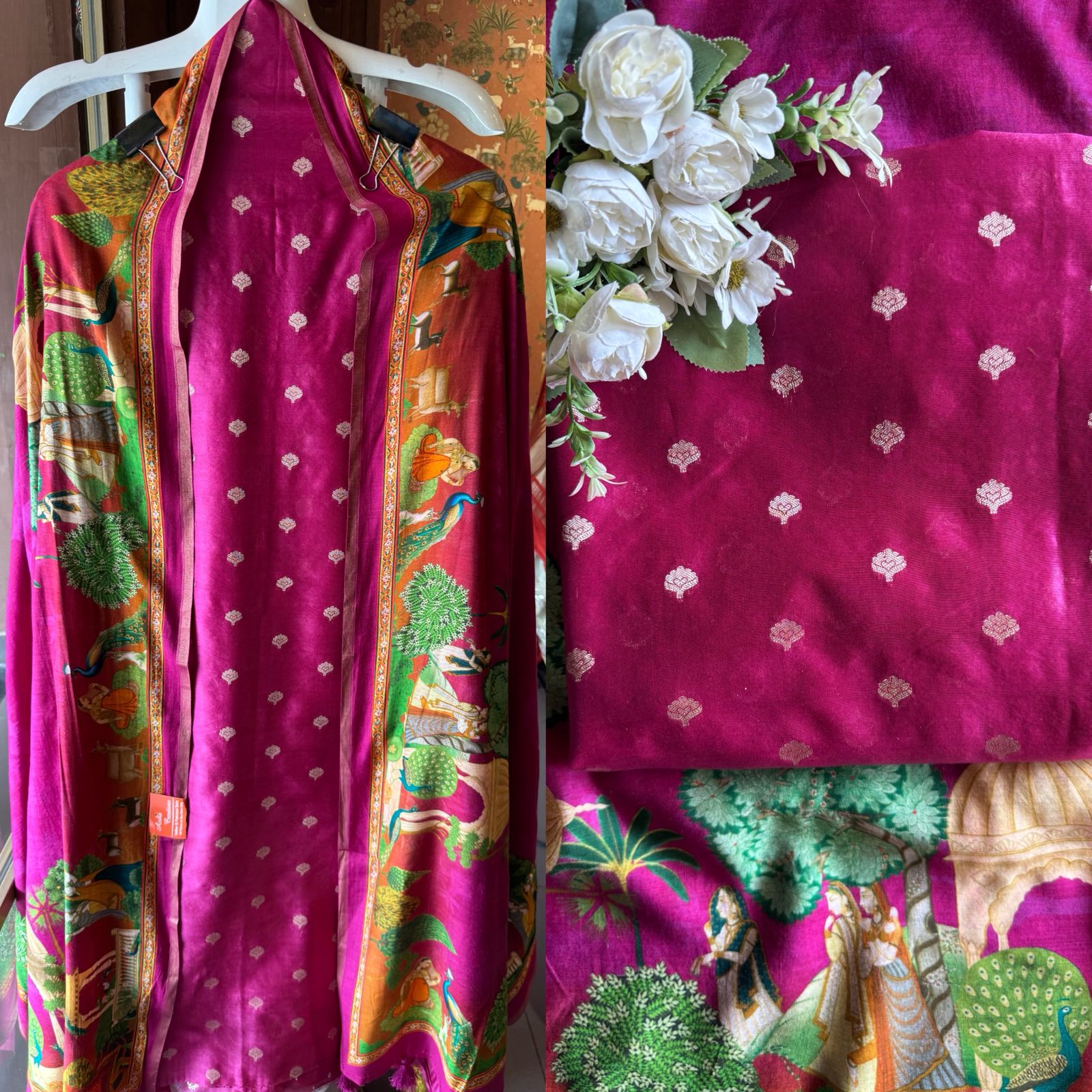 Silk Shirt with striking Rajasthani miniature painting