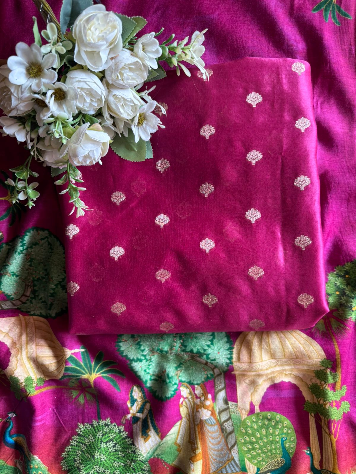 Silk Shirt with striking Rajasthani miniature painting