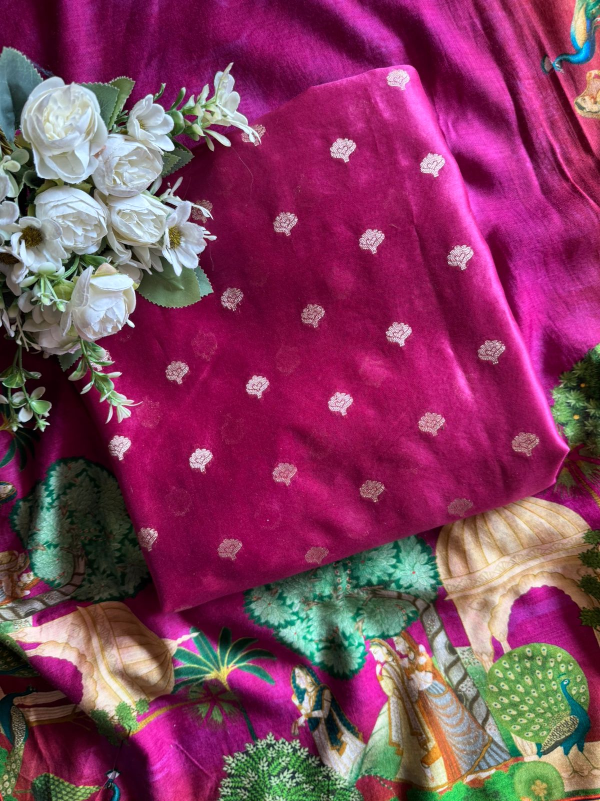 Silk Shirt with striking Rajasthani miniature painting