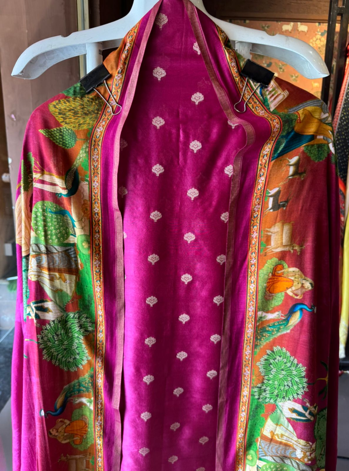 Silk Shirt with striking Rajasthani miniature painting