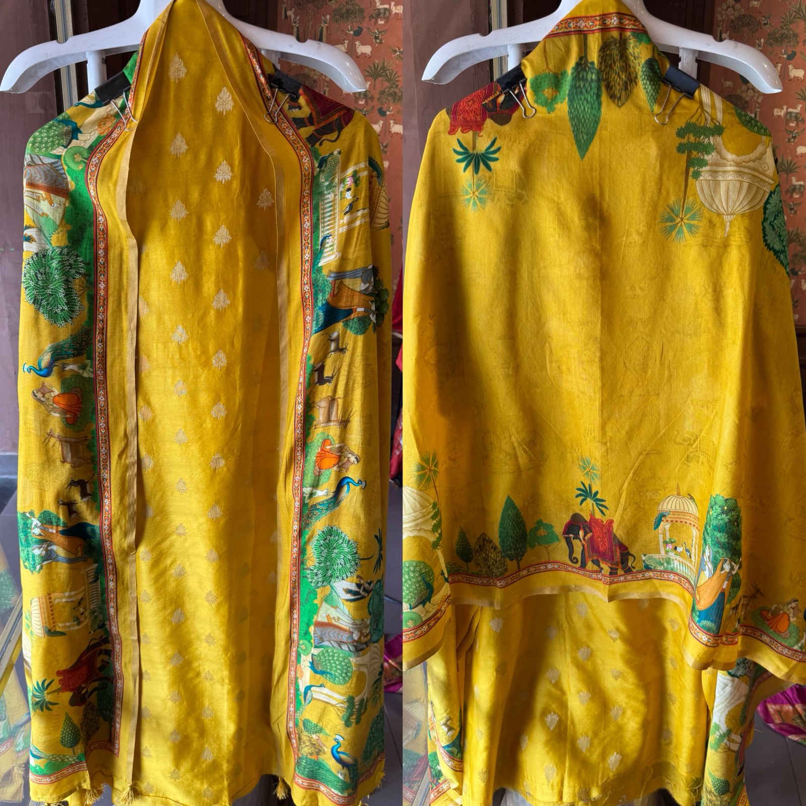 Silk Shirt with striking Rajasthani miniature painting