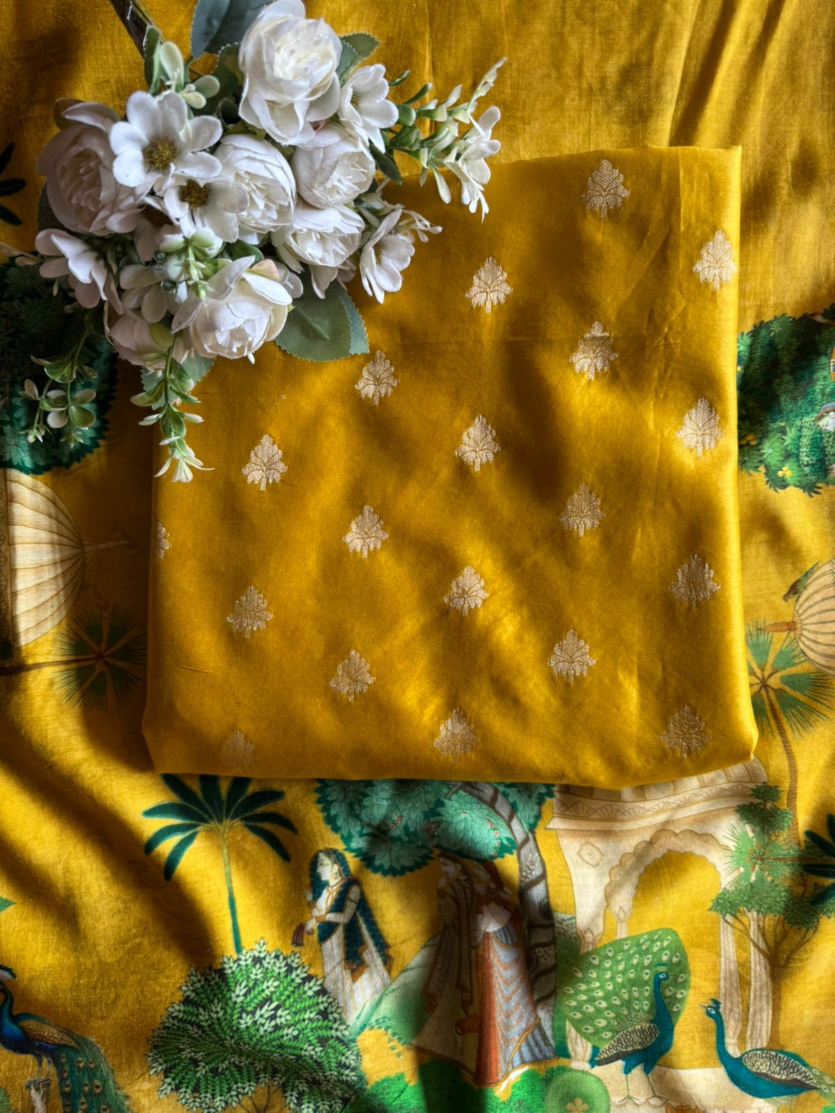 Silk Shirt with striking Rajasthani miniature painting