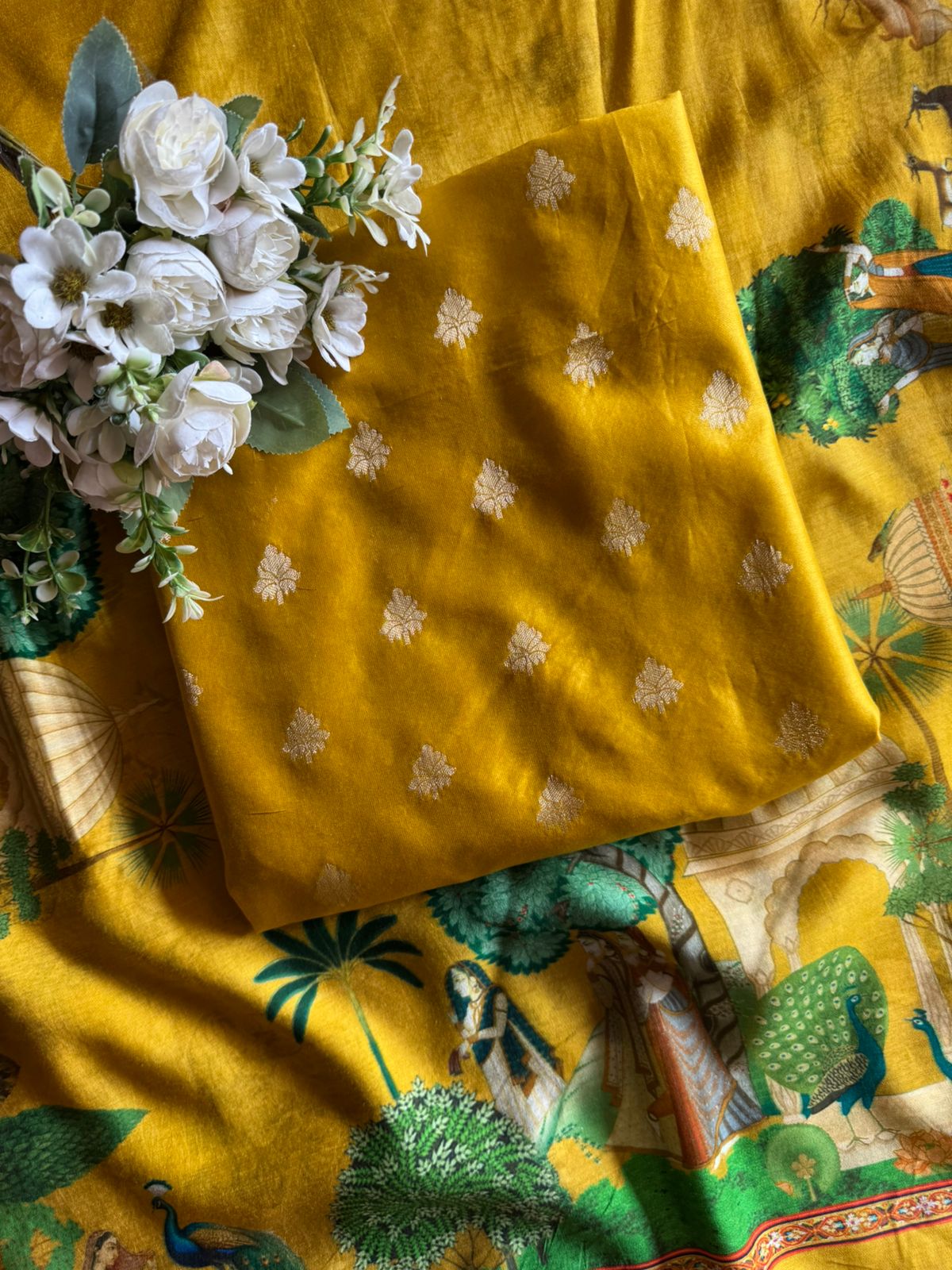 Silk Shirt with striking Rajasthani miniature painting