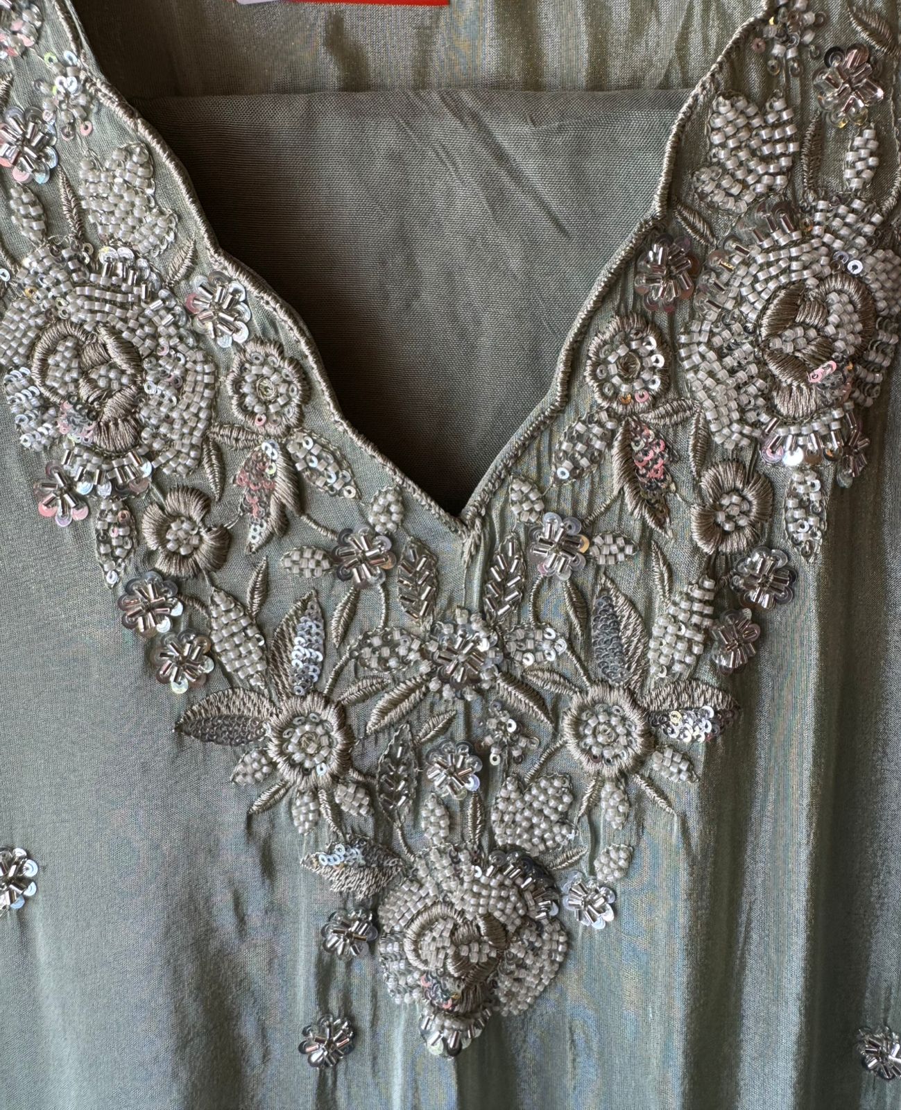 Pakistani handwork pieces On pure shimmer tissue