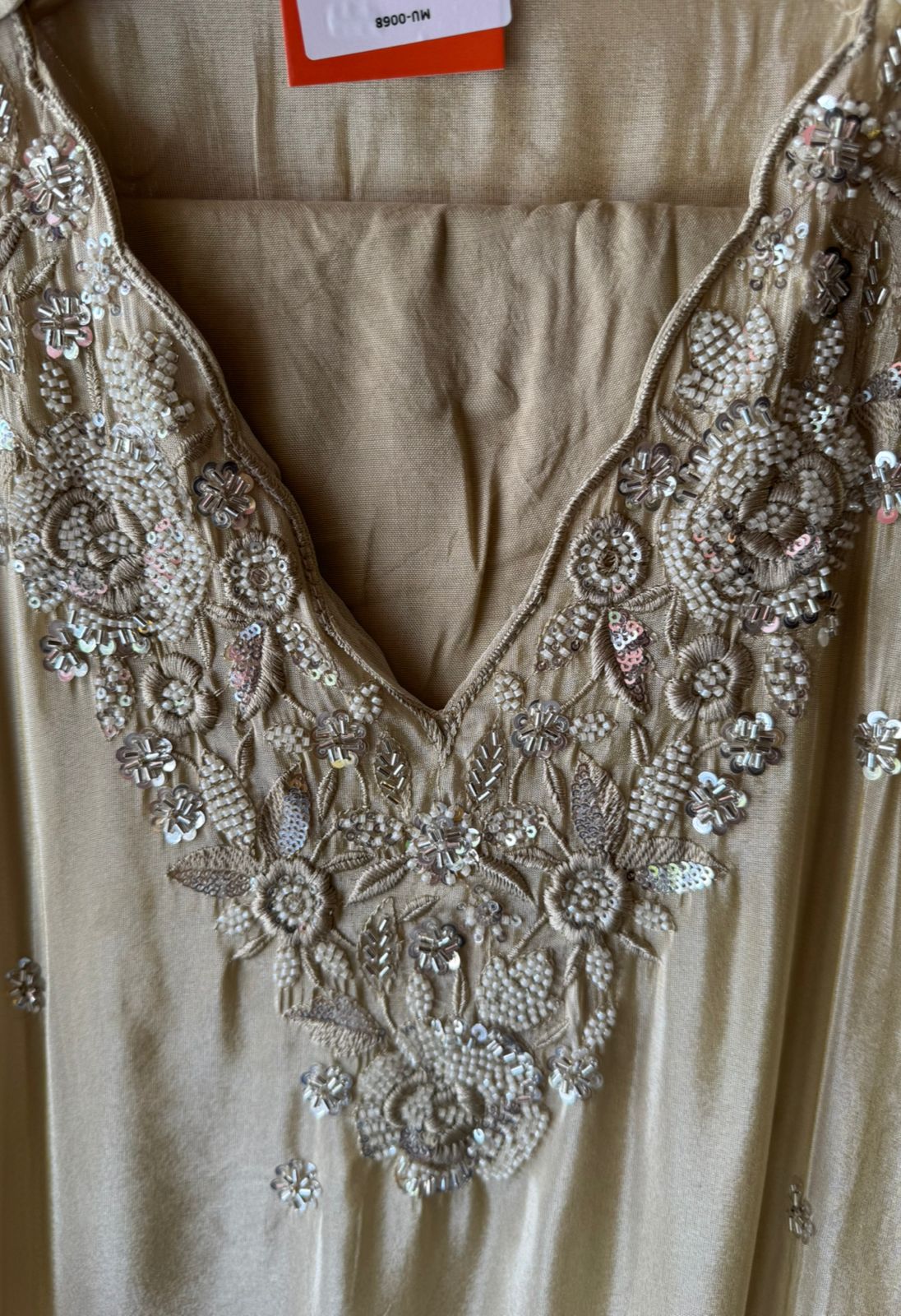 Pakistani handwork pieces On pure shimmer tissue