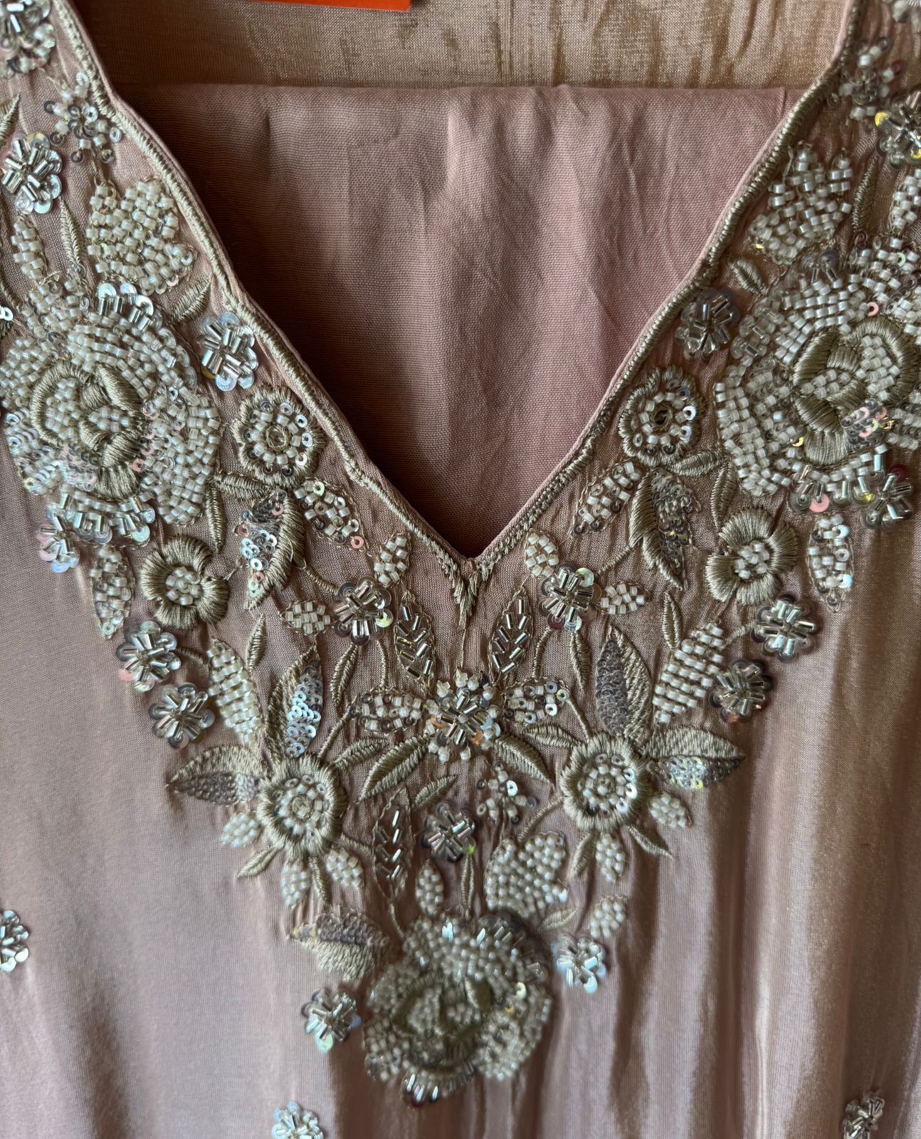 Pakistani handwork pieces On pure shimmer tissue