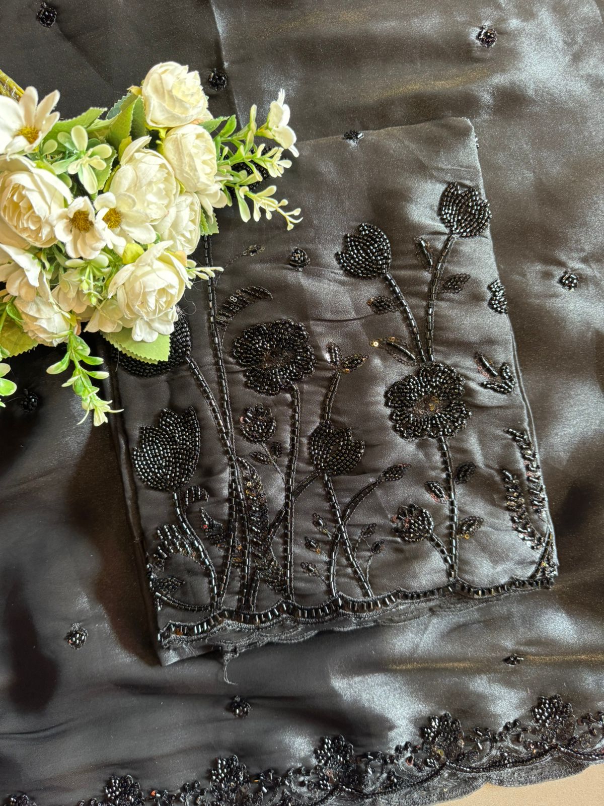 Pakistani handwork pieces On pure tissue shirt