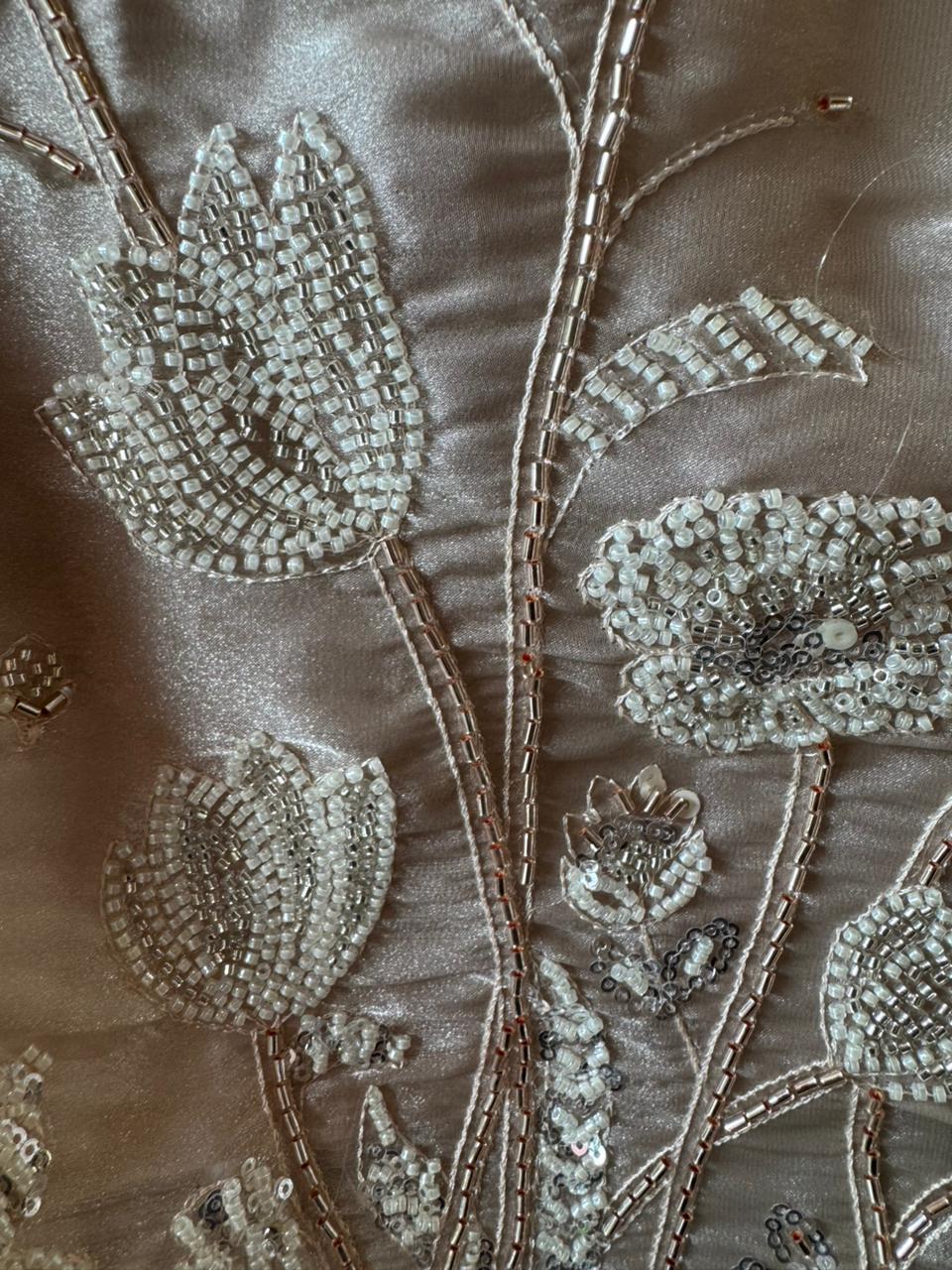 Pakistani handwork pieces On pure tissue shirt