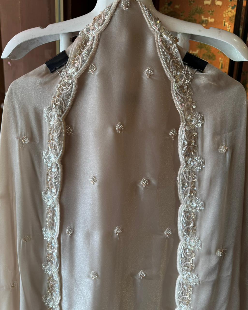 Pakistani handwork pieces On pure tissue shirt