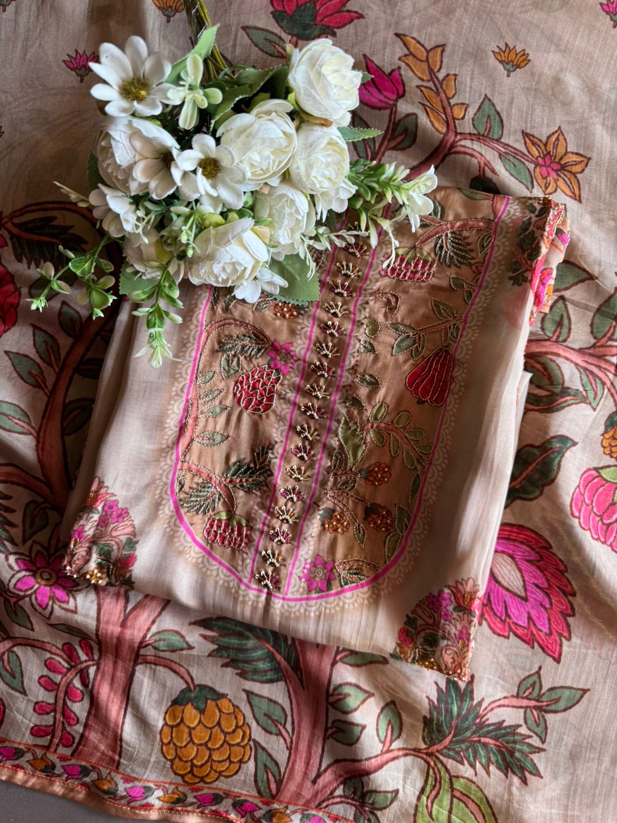 Glass silk Unstitched designer Suit