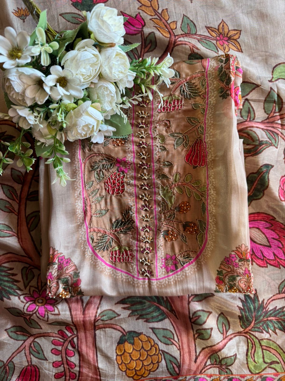 Glass silk Unstitched designer Suit