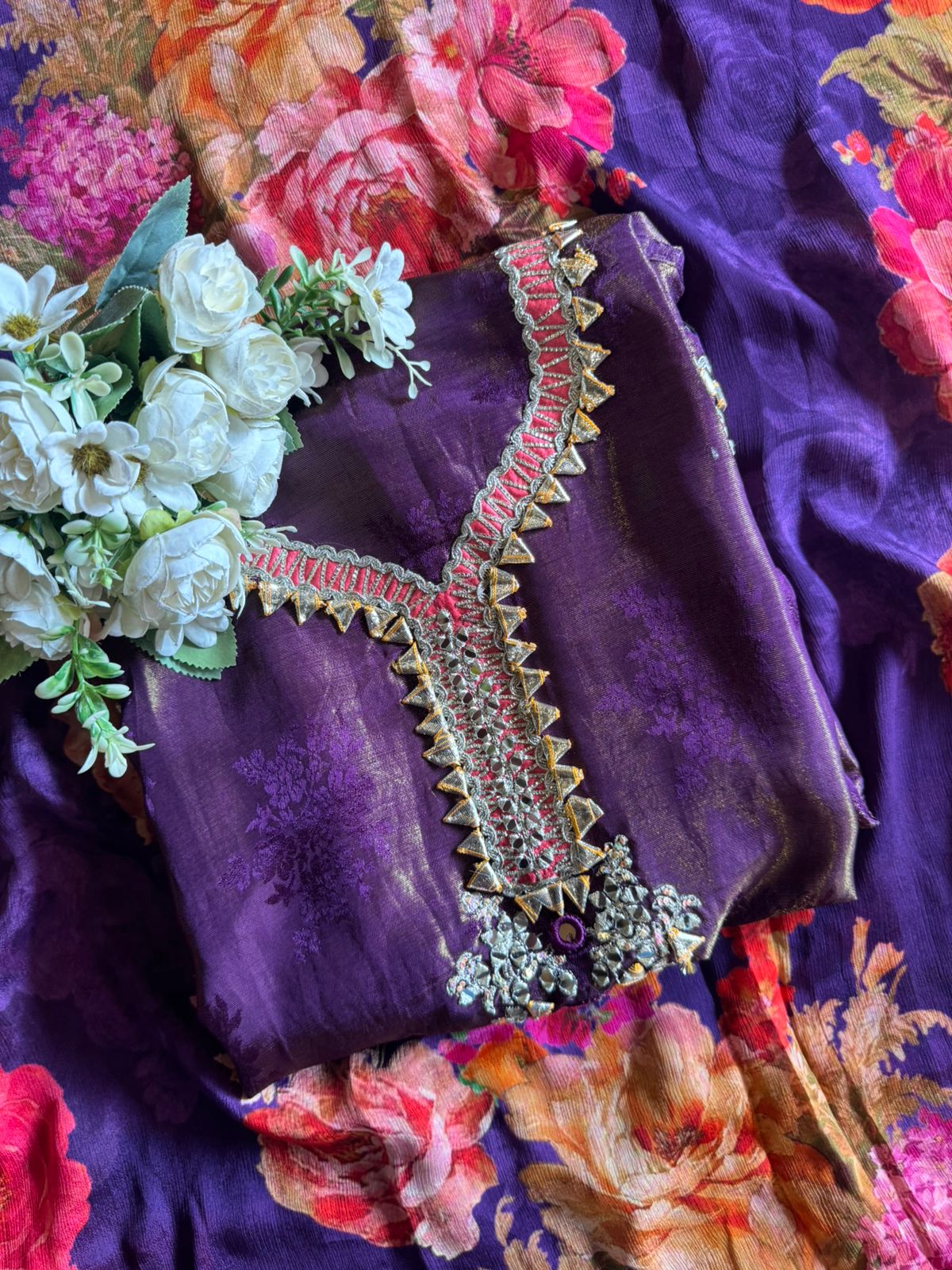 Shimmer self tissue Unstitched Suit