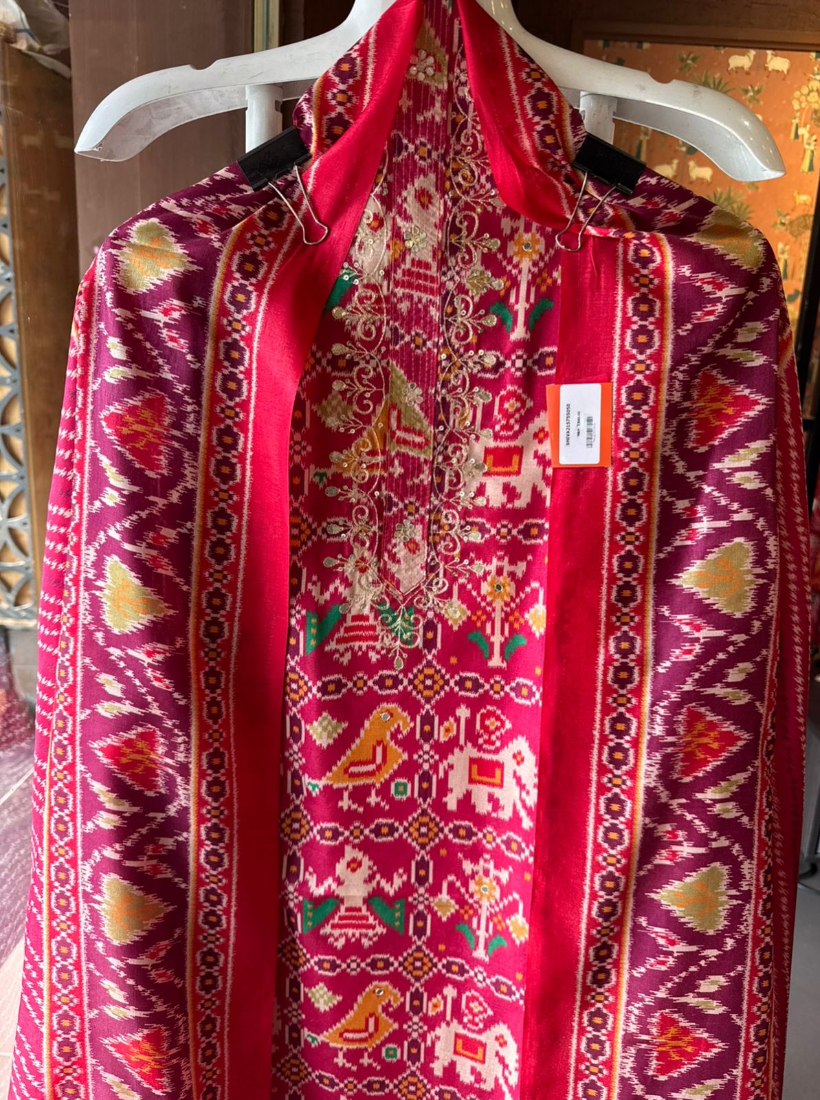 Patola prints on Maheshwari silk