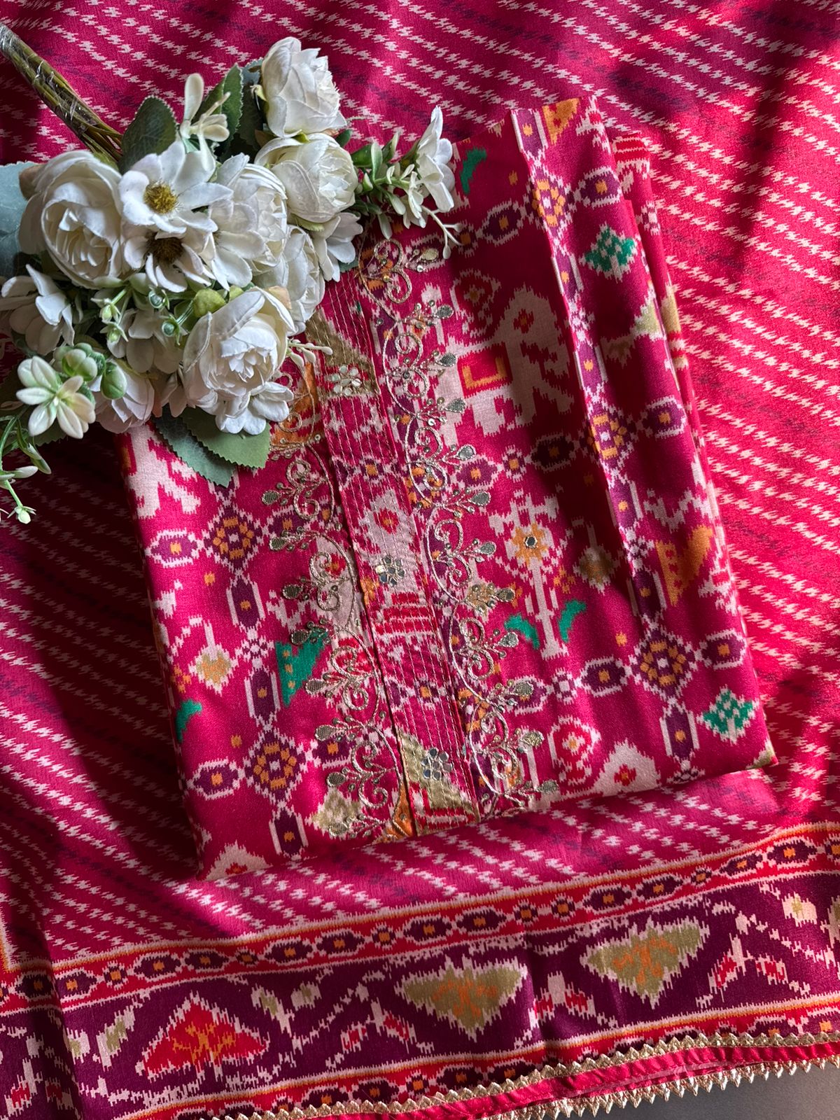 Patola prints on Maheshwari silk